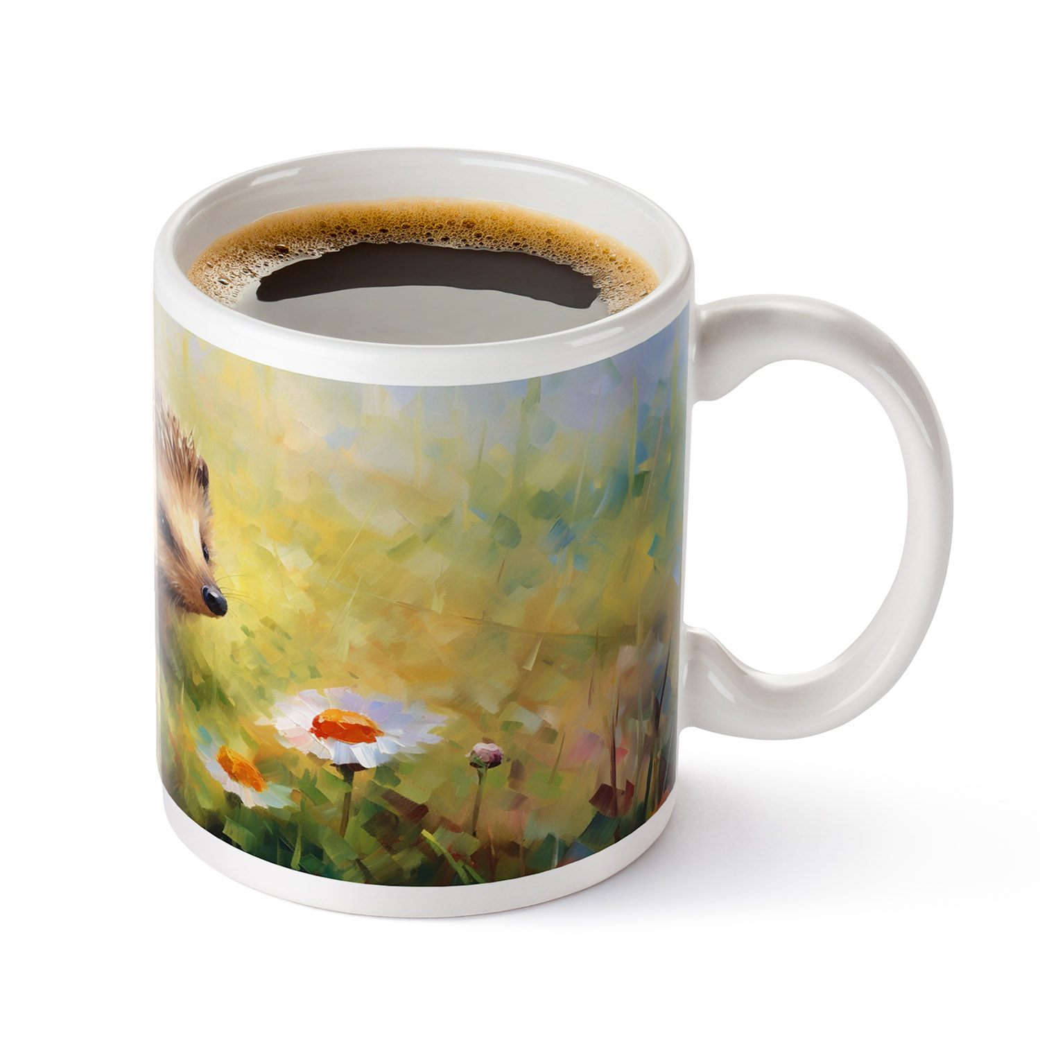 Hedgehog Daisy Meadow Mug - Charming 11oz Ceramic Drinkware