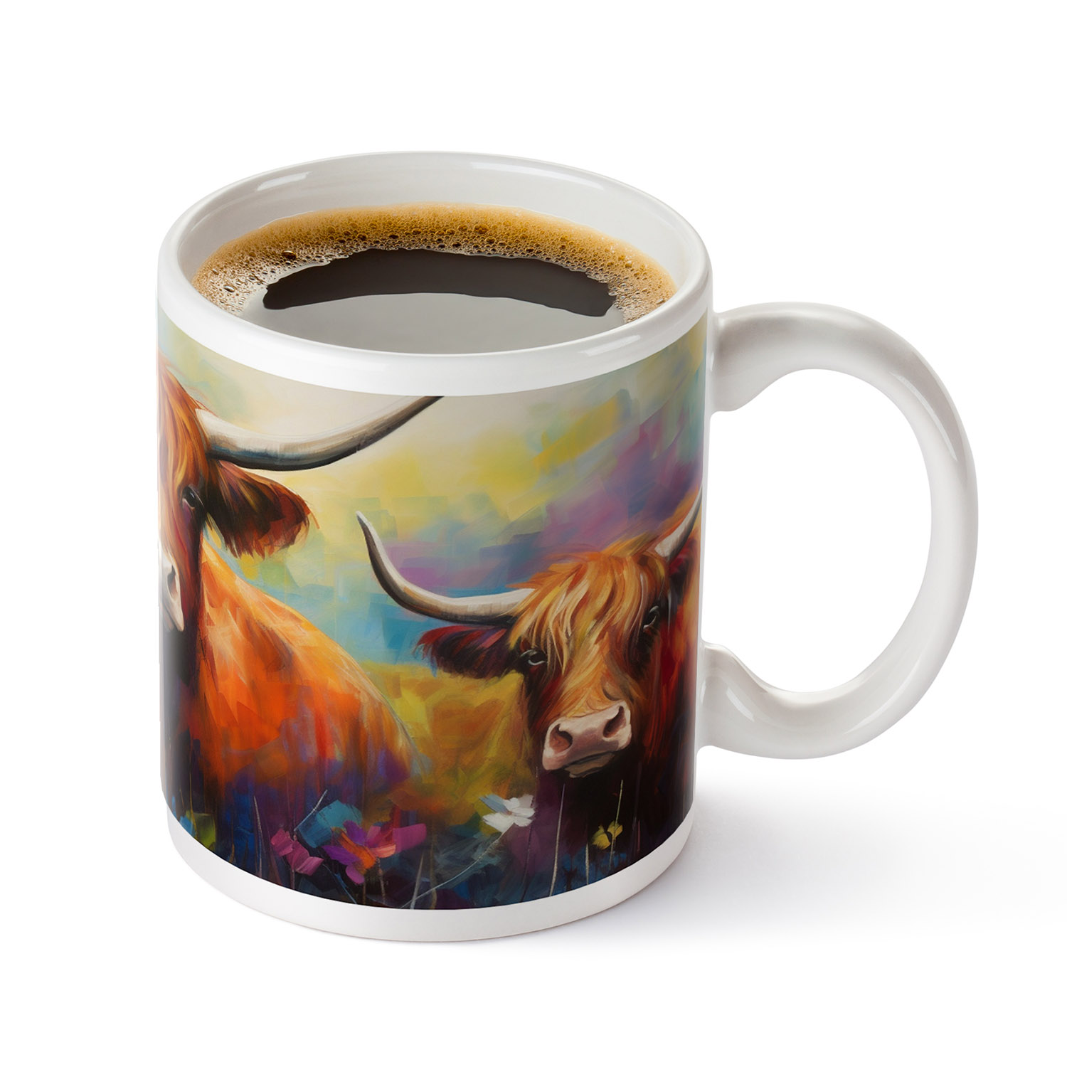Vibrant Highland Cow Ceramic Mug - Perfect Gift for Animal Lovers