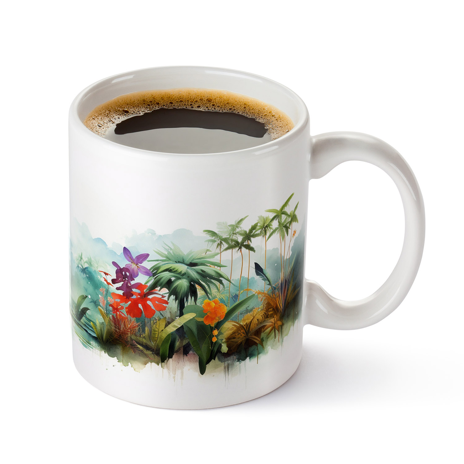 Tropical Watercolour Jungle Mug - 11oz Ceramic Coffee Cup