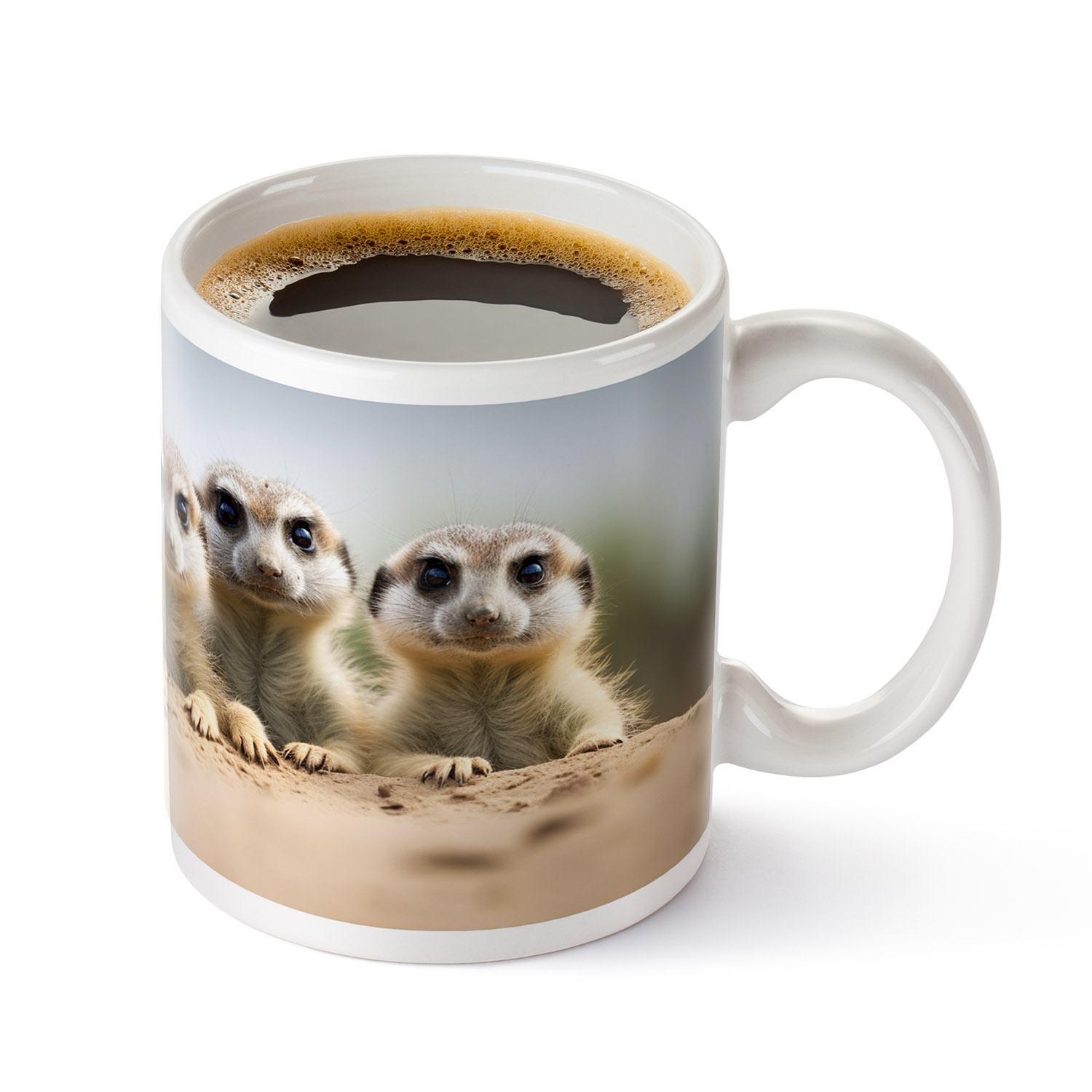 Charming Meerkat Trio Mug - Perfect Gift for Wildlife Lovers