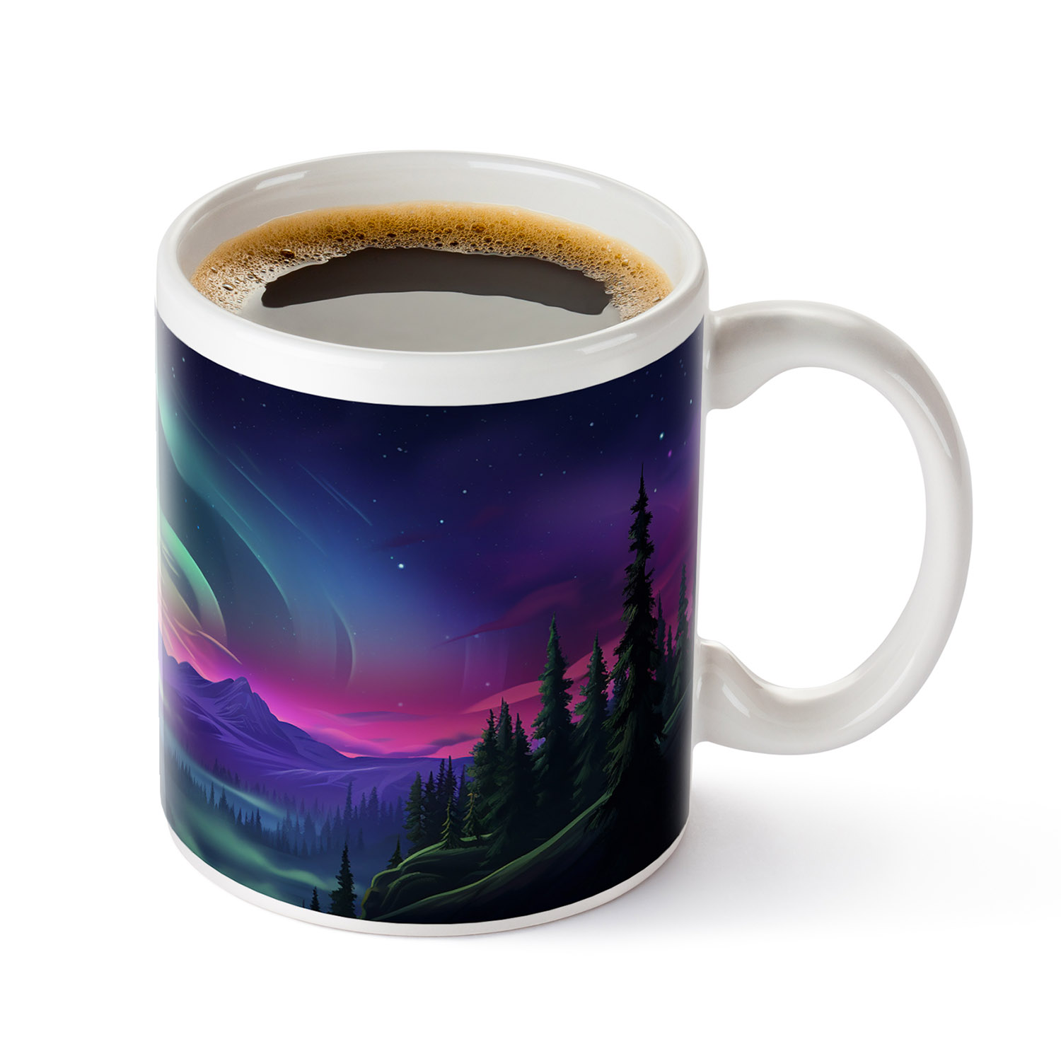 Enchanted Night Sky Ceramic Mug - Aurora Dreamscape 11oz