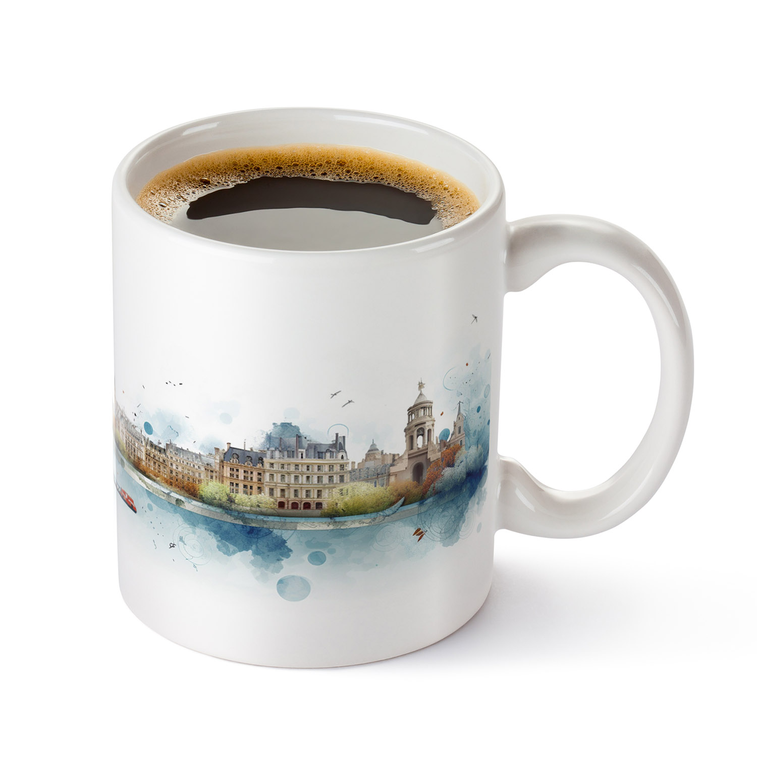Parisian Watercolour Skyline Mug - 11oz Ceramic Gift
