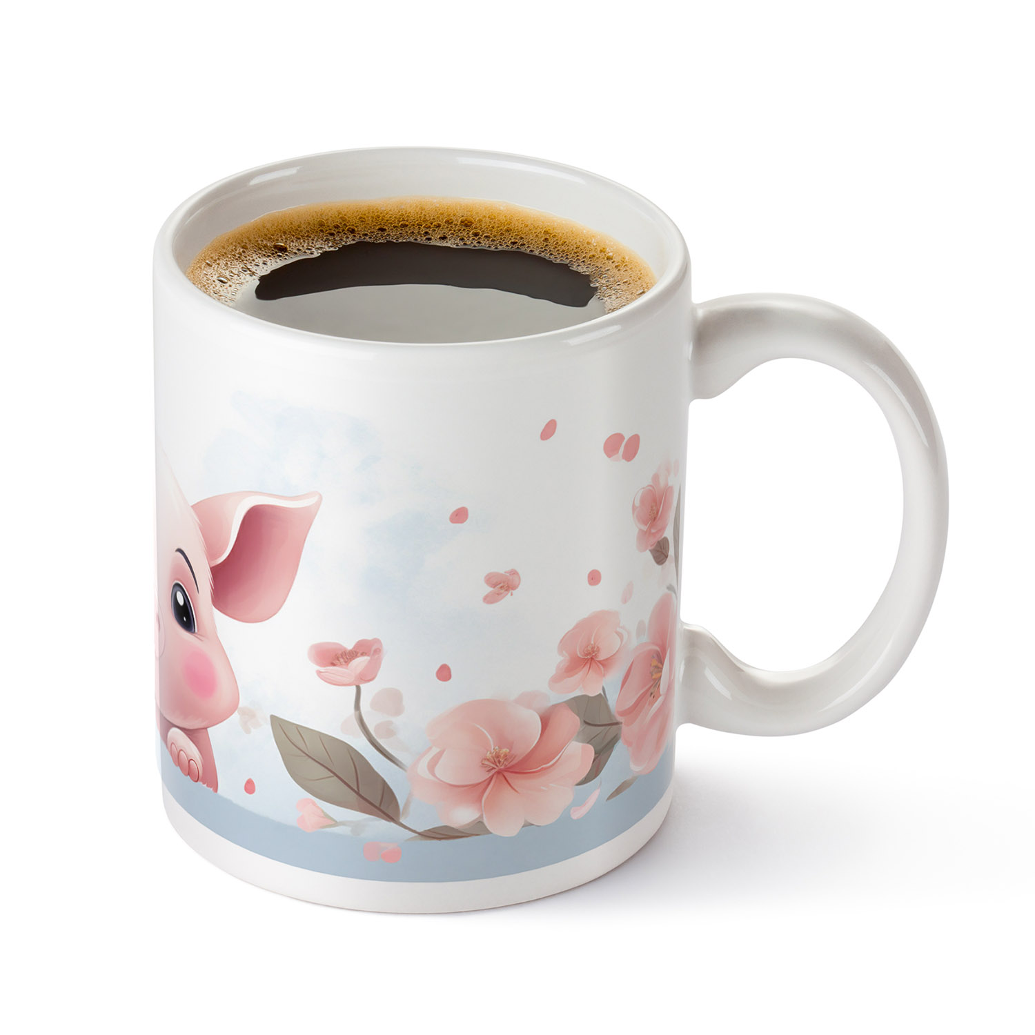 Charming Piglet Blossom Mug - Perfect for Tea Lovers