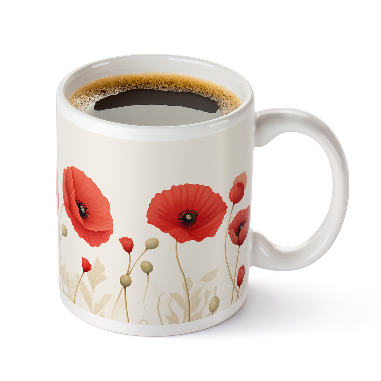 Charming Poppy Field Mug - Floral Elegance for Tea Lovers