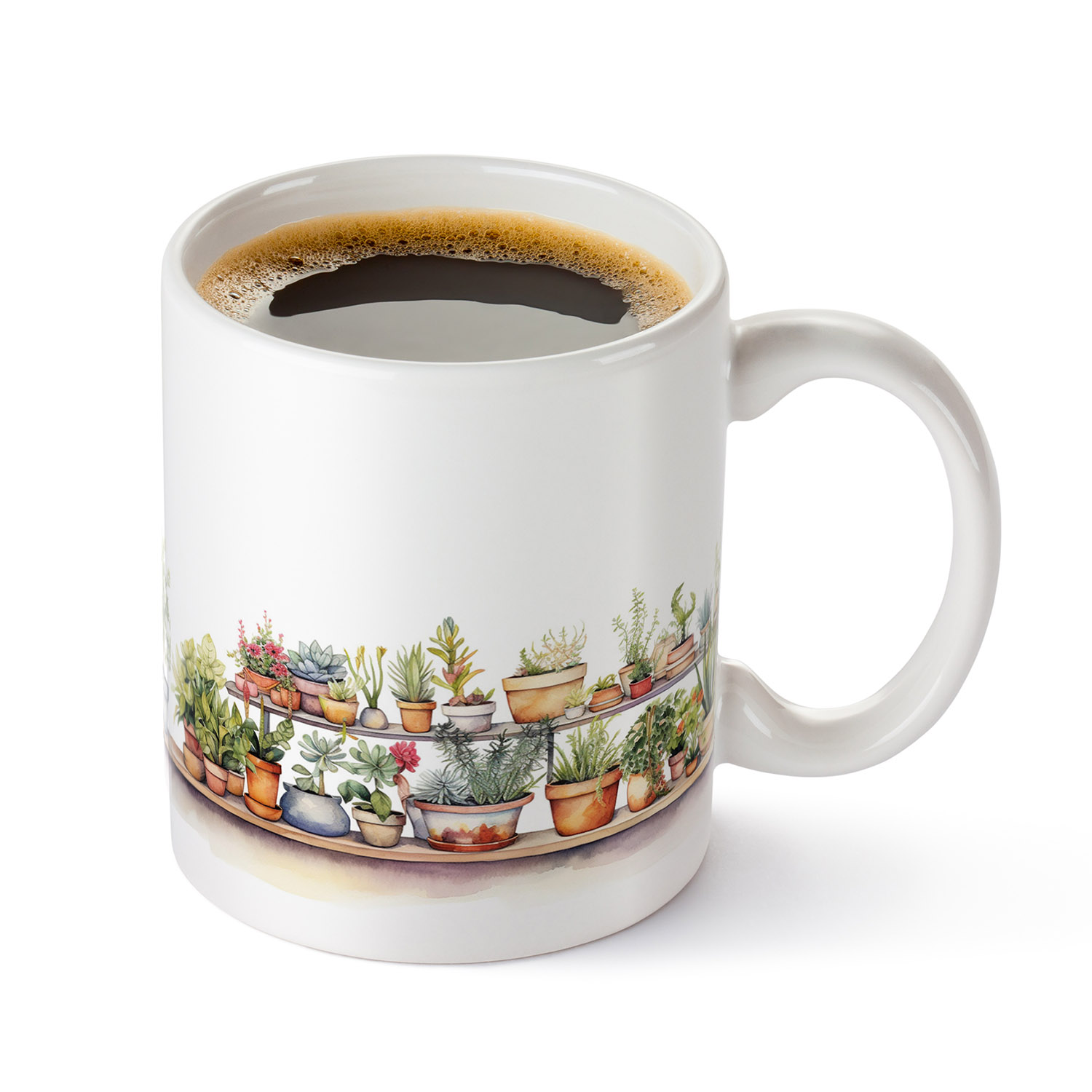 Botanical Bliss 11oz Ceramic Mug - Charming Plant Design