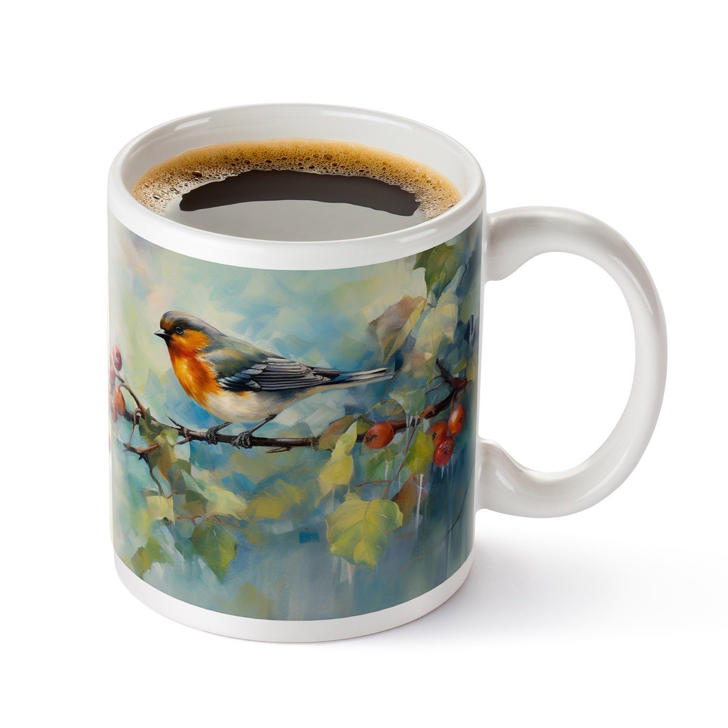 Charming Robin & Holly Mug - Perfect for Cozy Brews