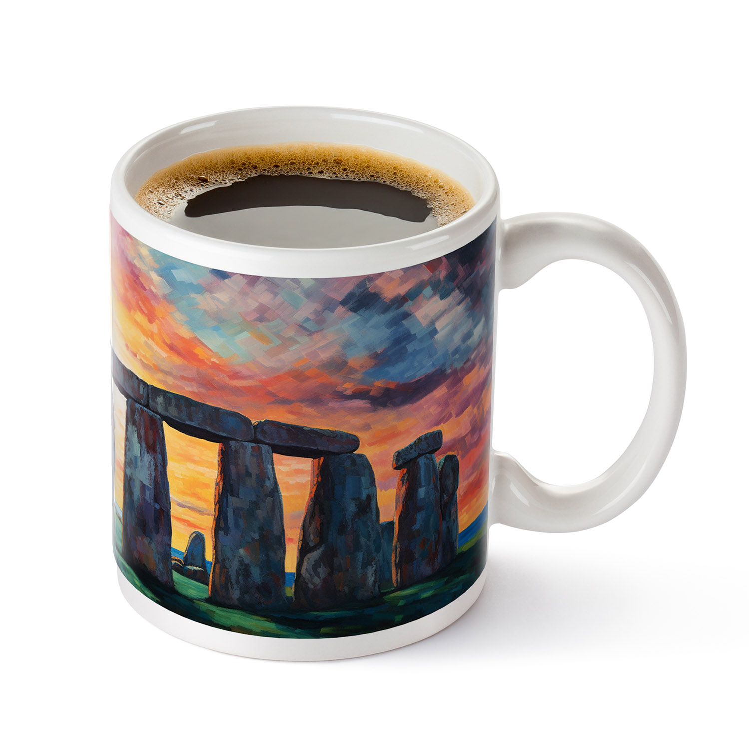 Stonehenge Sunset Ceramic Mug - Perfect Gift for Art Lovers