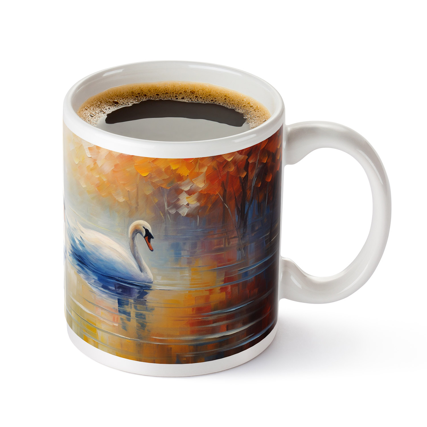 Enchanting Swan Lake 11oz Mug - Artistic Watercolour Design
