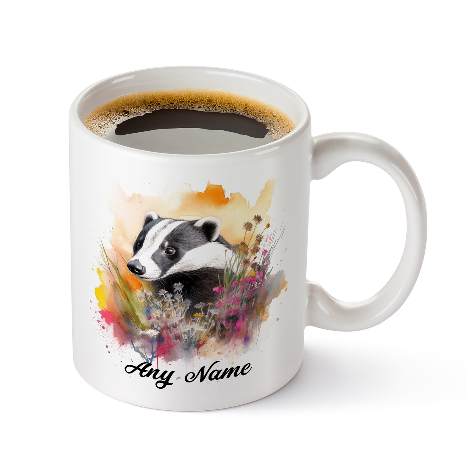 Charming Badger Watercolour Mug for Nature Lovers