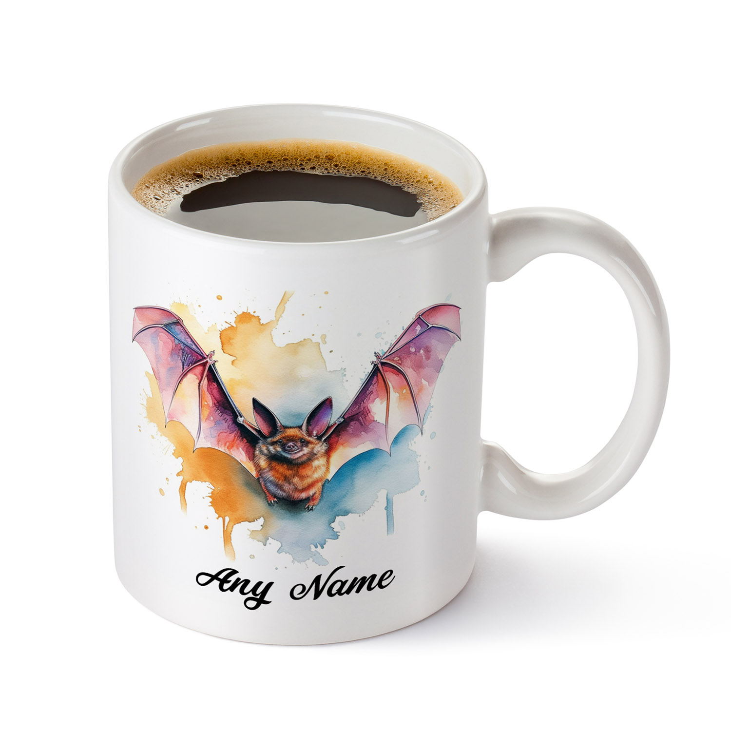 Whimsical Bat Watercolour Mug for Nature Lovers