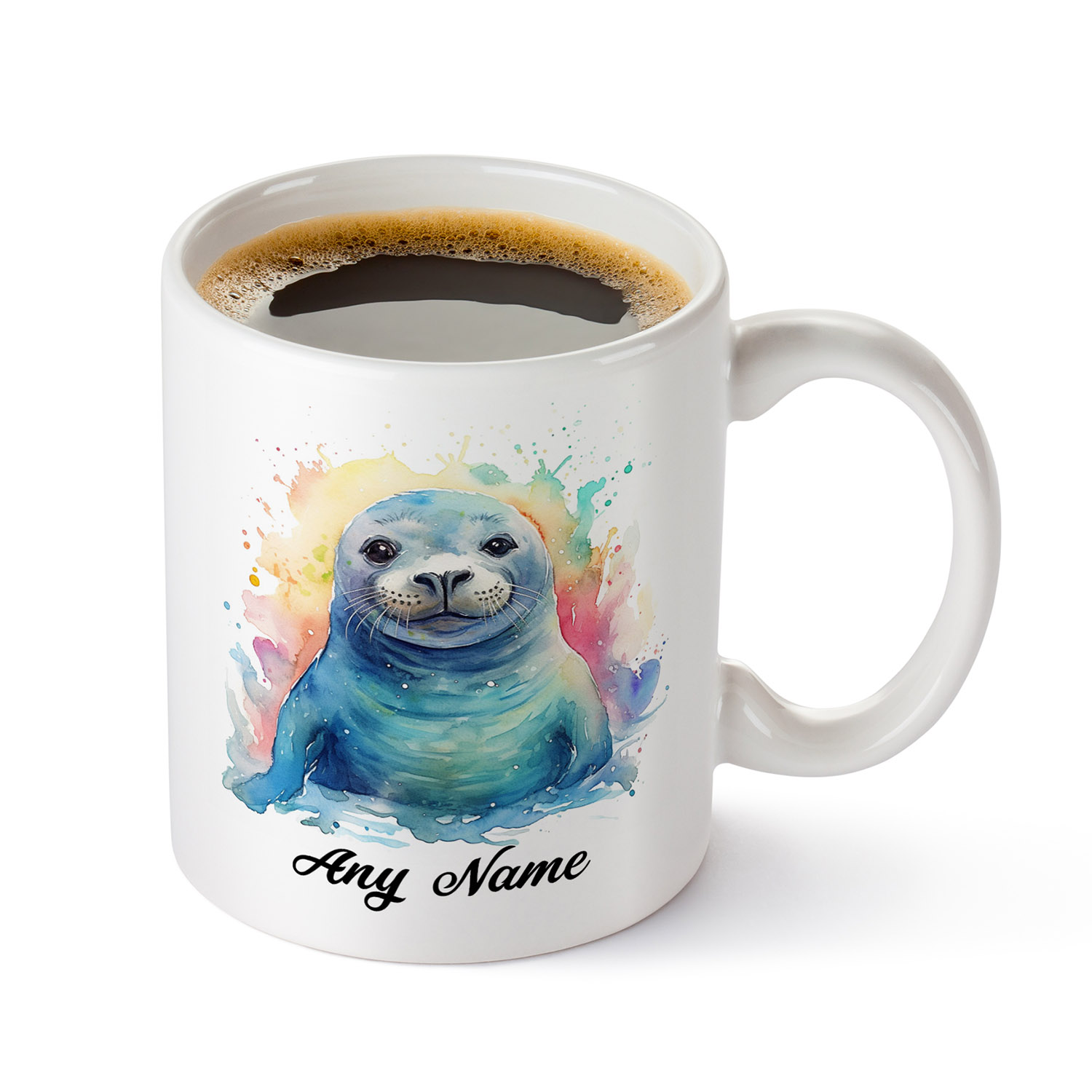 Personalised Watercolour Seal Mug - Unique Gift for Animal Lovers