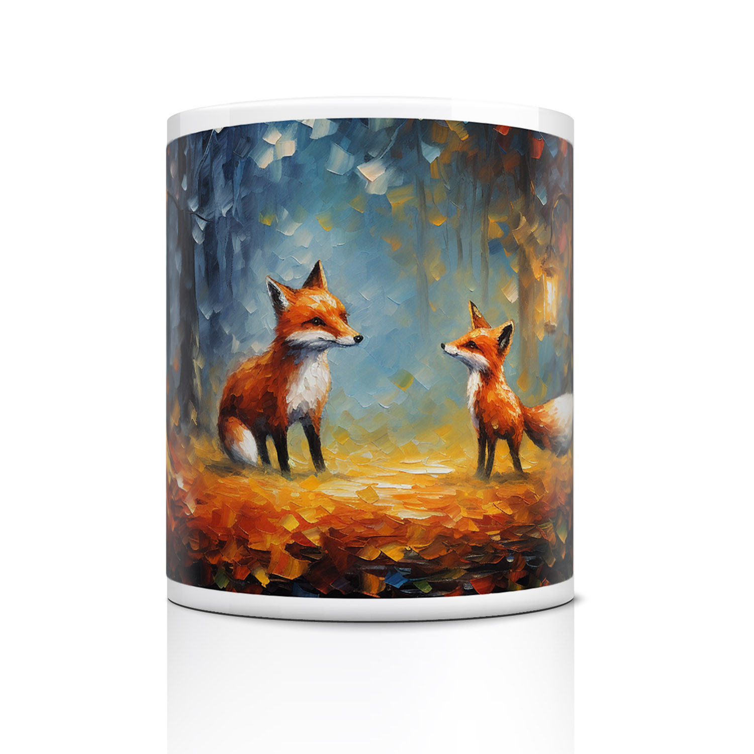 Enchanted Forest Foxes Ceramic Mug - Artistic Gift for Nature Lovers