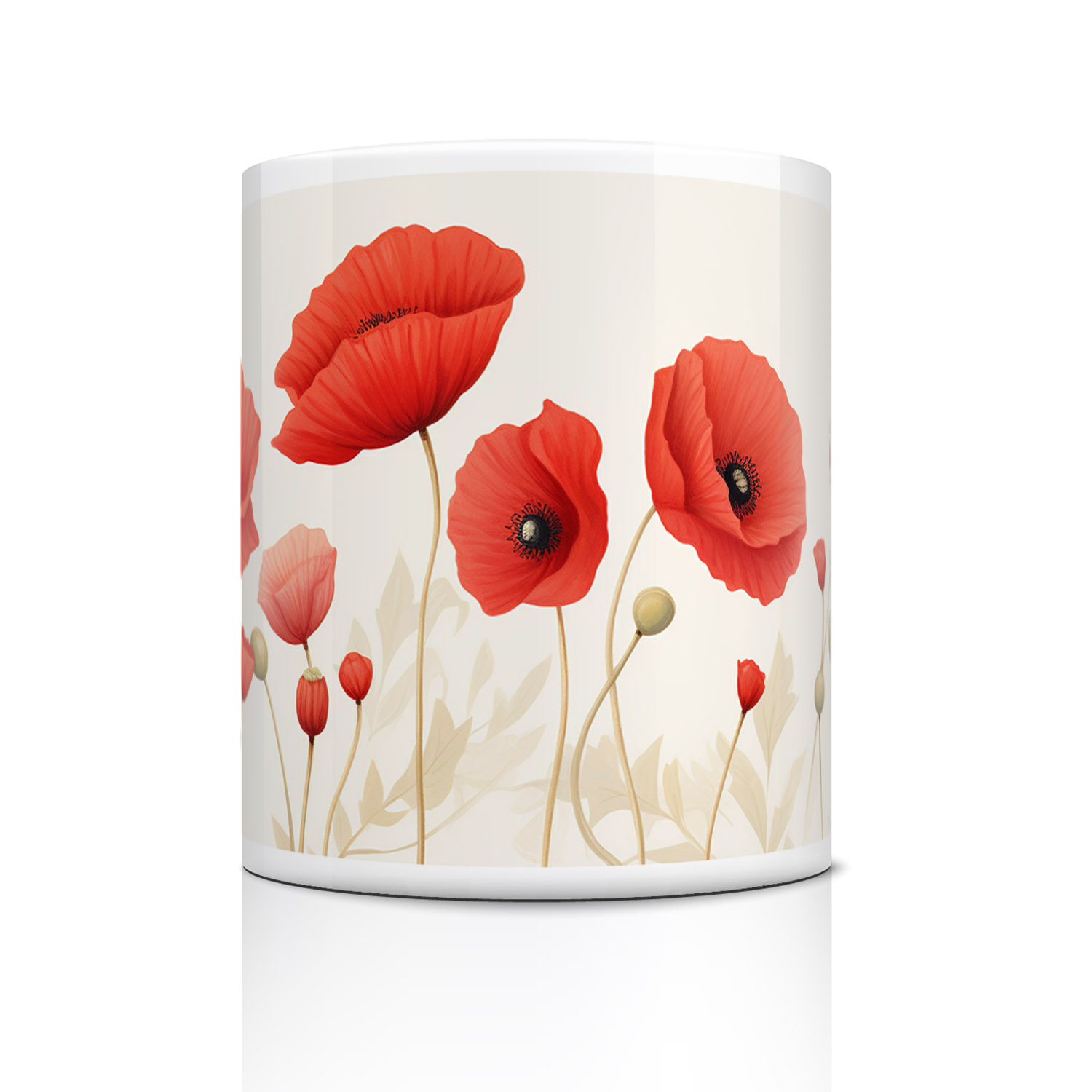 Charming Poppy Field Mug - Floral Elegance for Tea Lovers