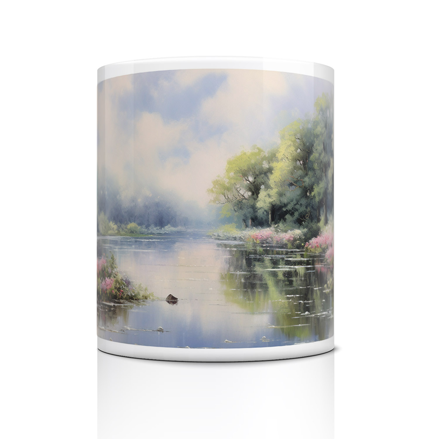 Monet-Inspired Riverside Ceramic Mug - Artful Coffee Delight