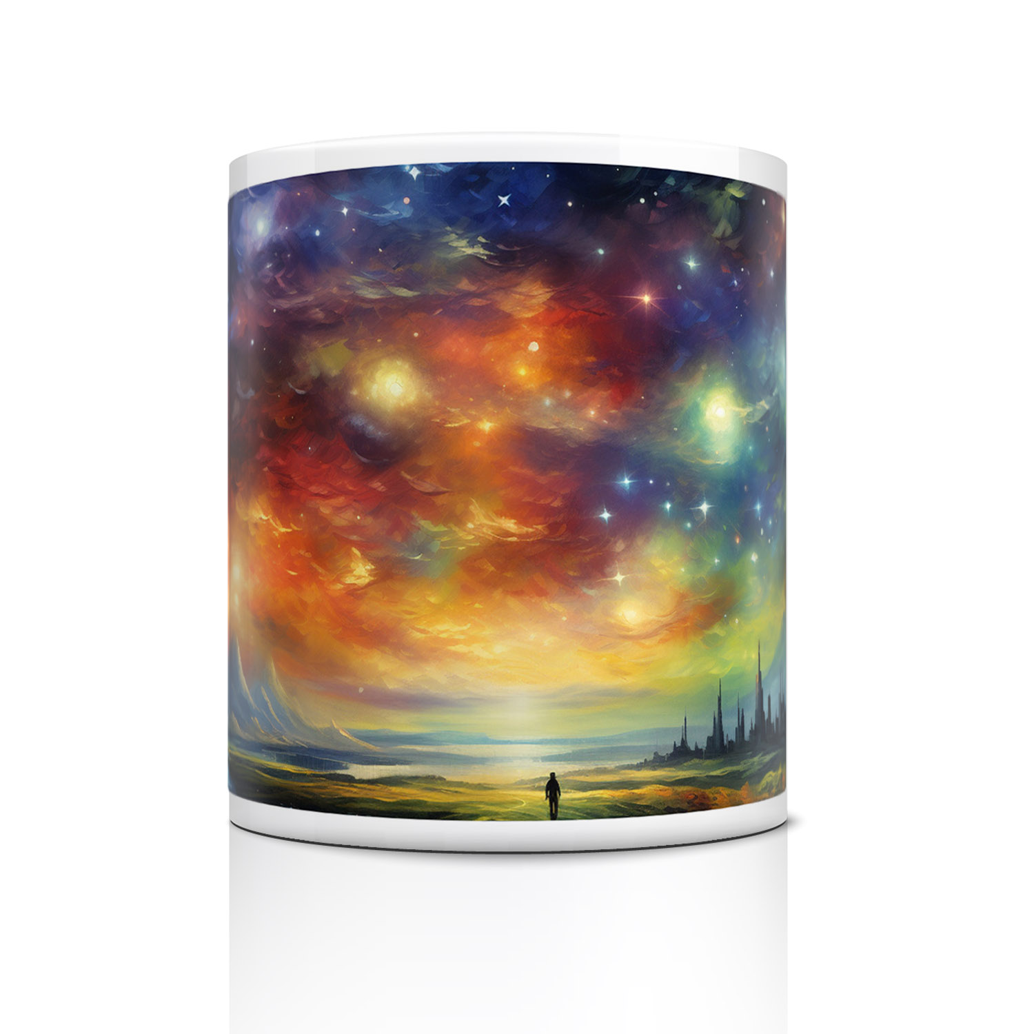 Cosmic Vista Starry Night Ceramic Mug - 11oz Celestial Gift