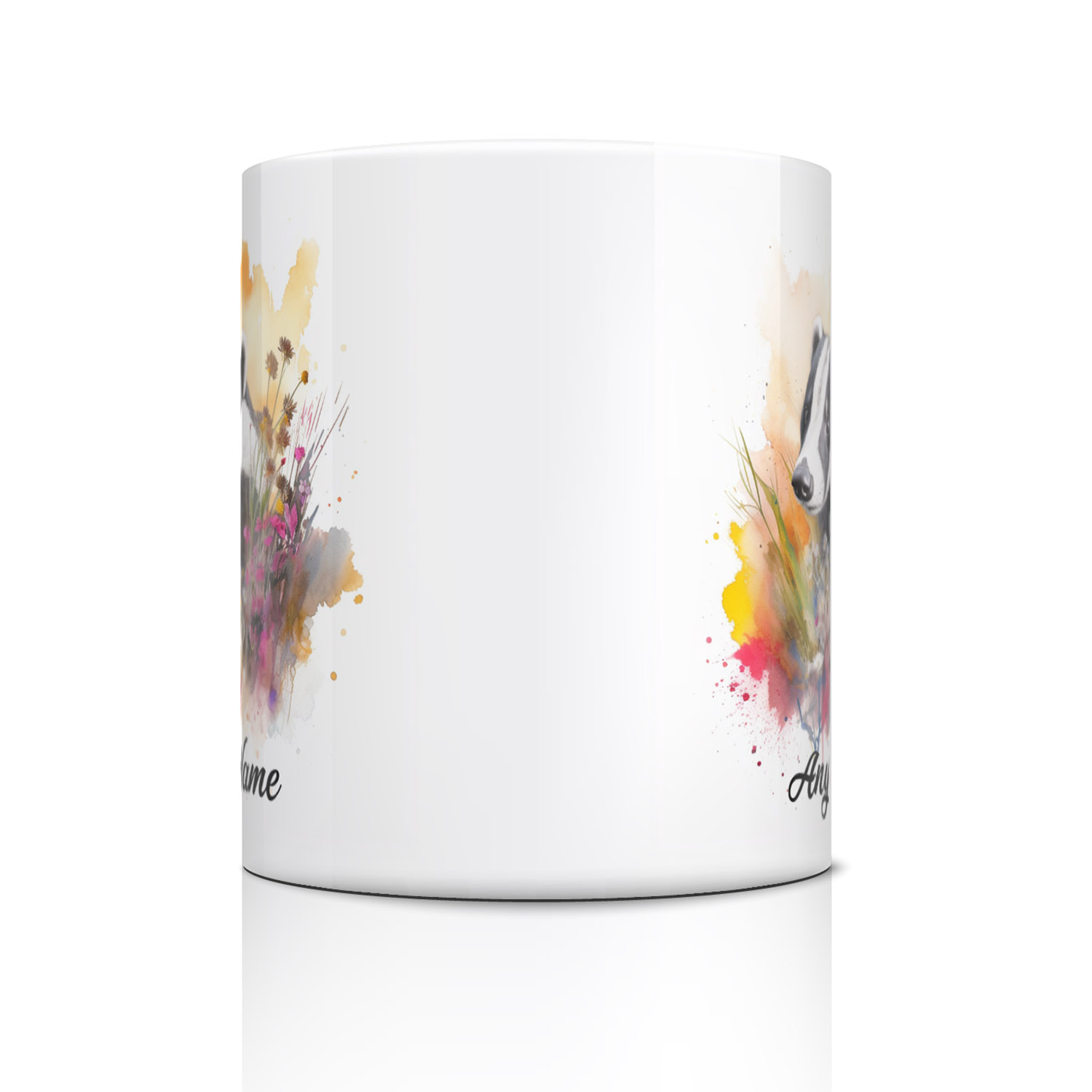 Charming Badger Watercolour Mug for Nature Lovers