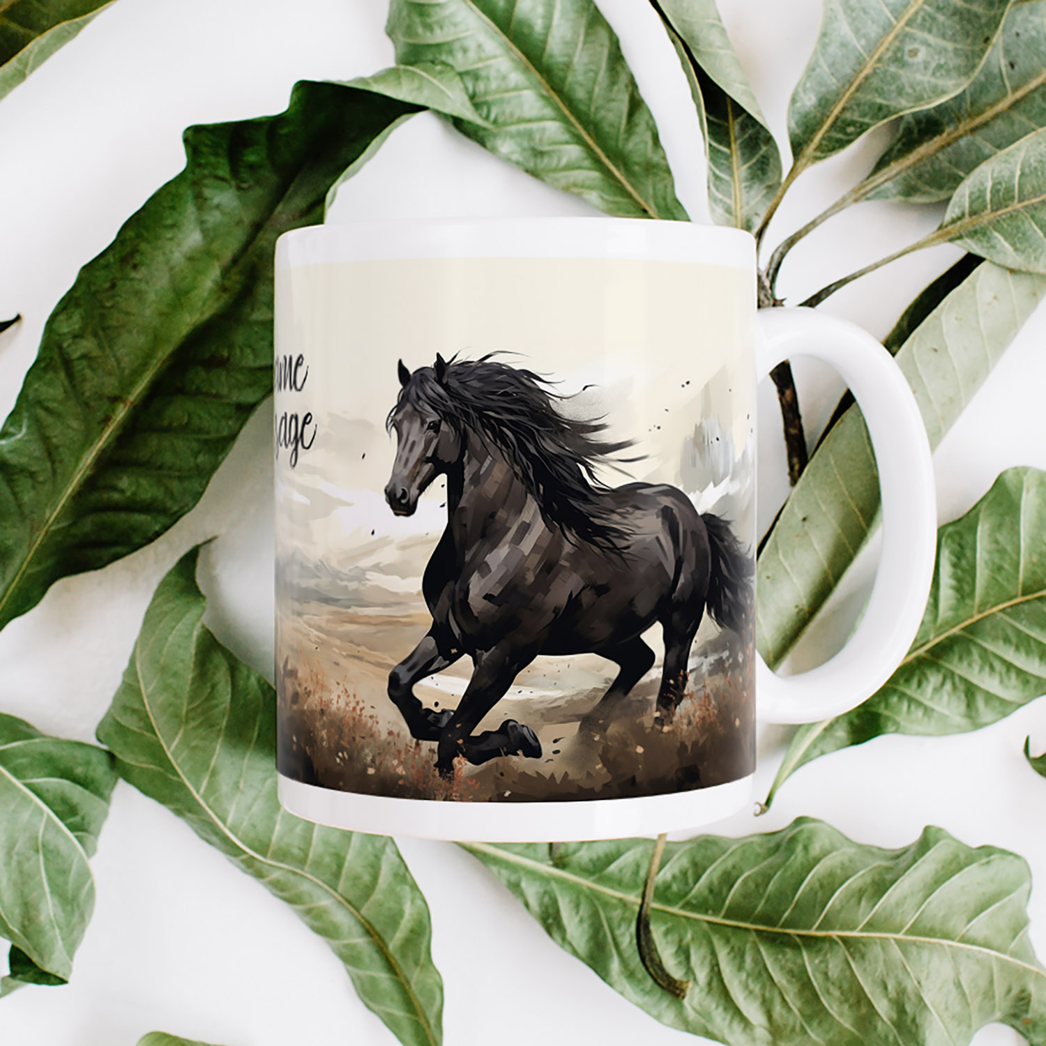 Personalised Majestic Black Horse Mug - Perfect Gift for Horse Lovers