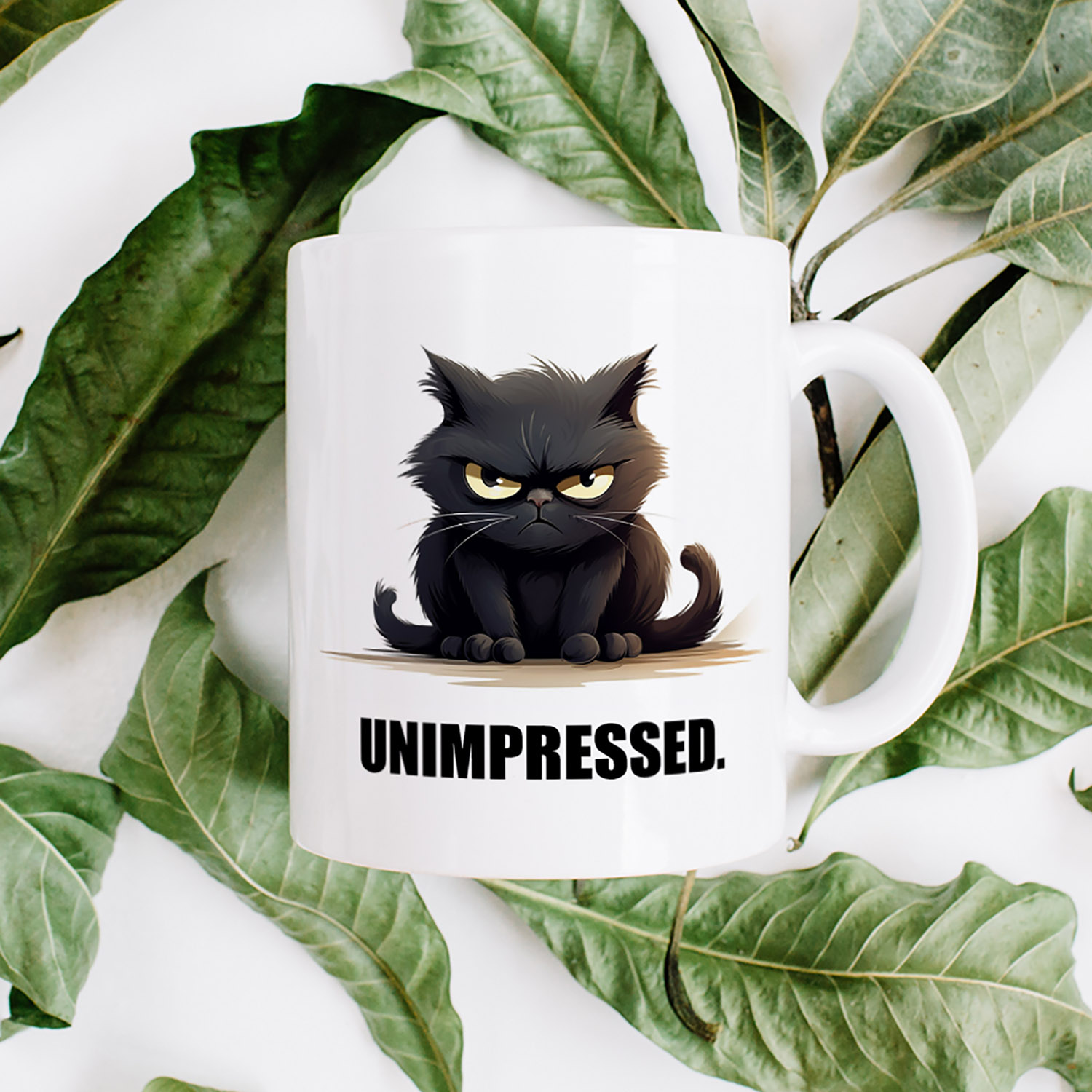Unimpressed Cat Mug - 11oz Ceramic for Coffee Lovers