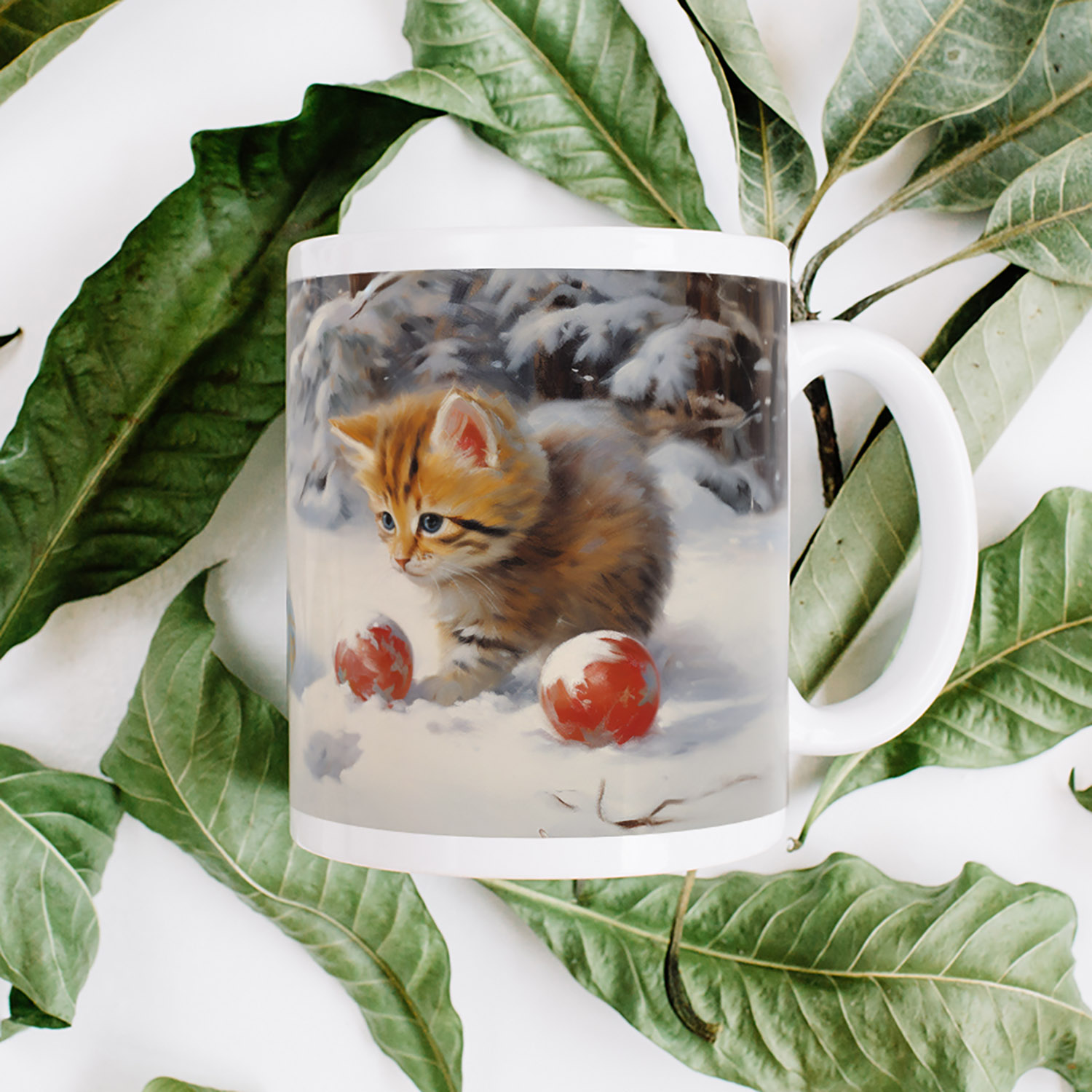 Charming Kittens Snowfall Mug - Perfect Gift for Cat Lovers