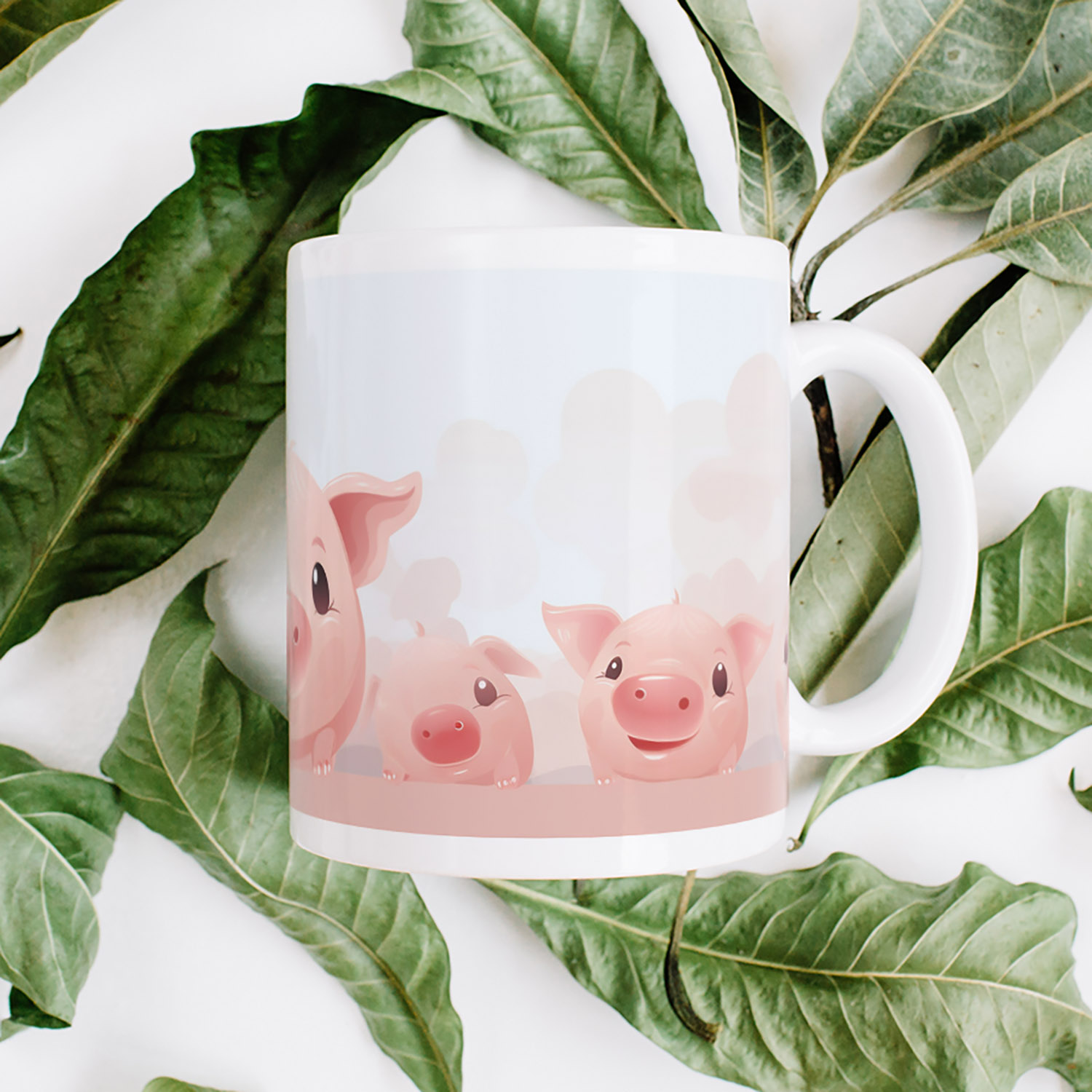 Charming Piglet Duo 11oz Ceramic Coffee Mug for Animal Lovers