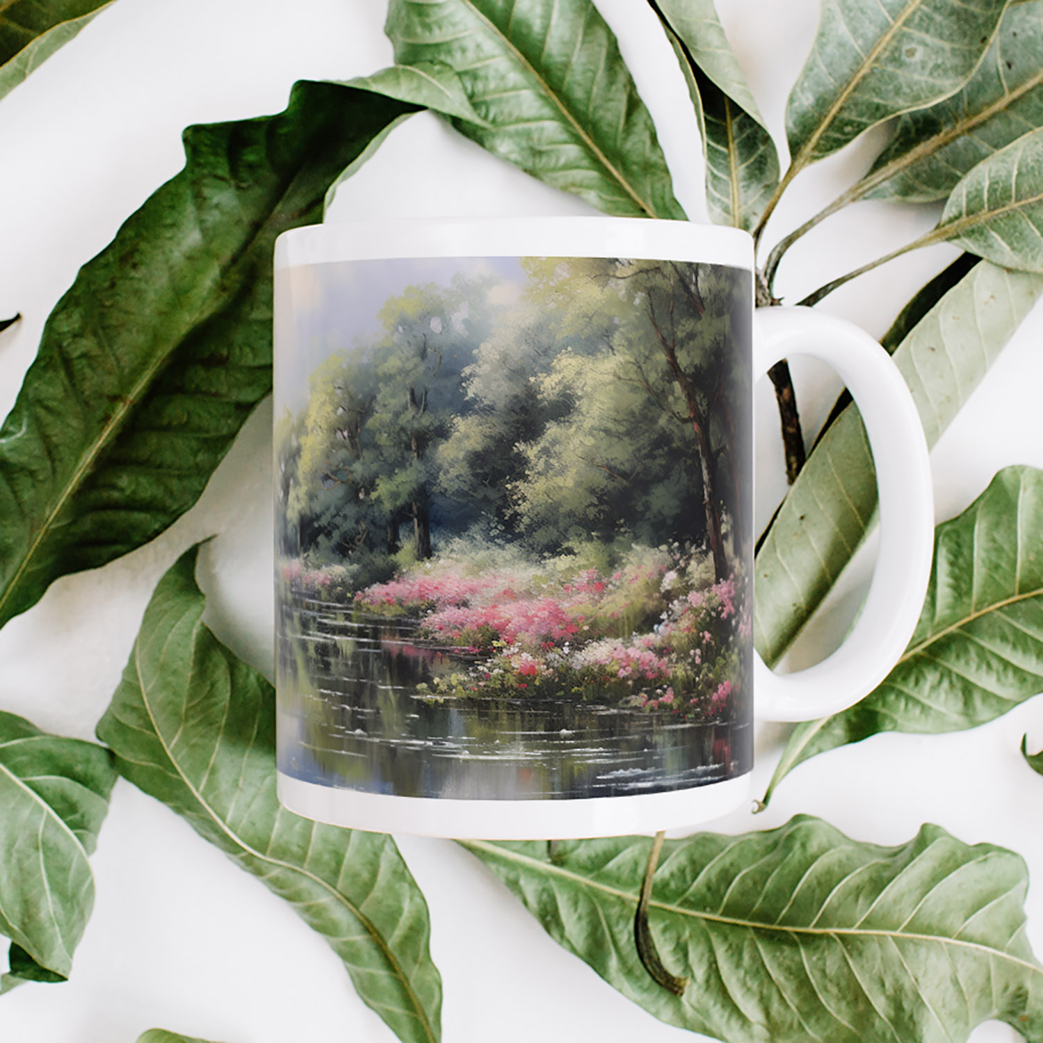 Monet-Inspired Riverside Ceramic Mug - Artful Coffee Delight
