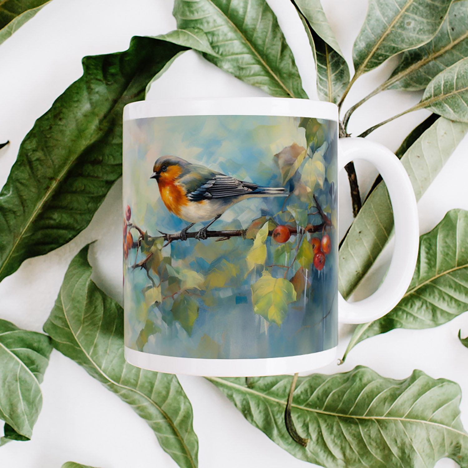 Charming Robin & Holly Mug - Perfect for Cozy Brews