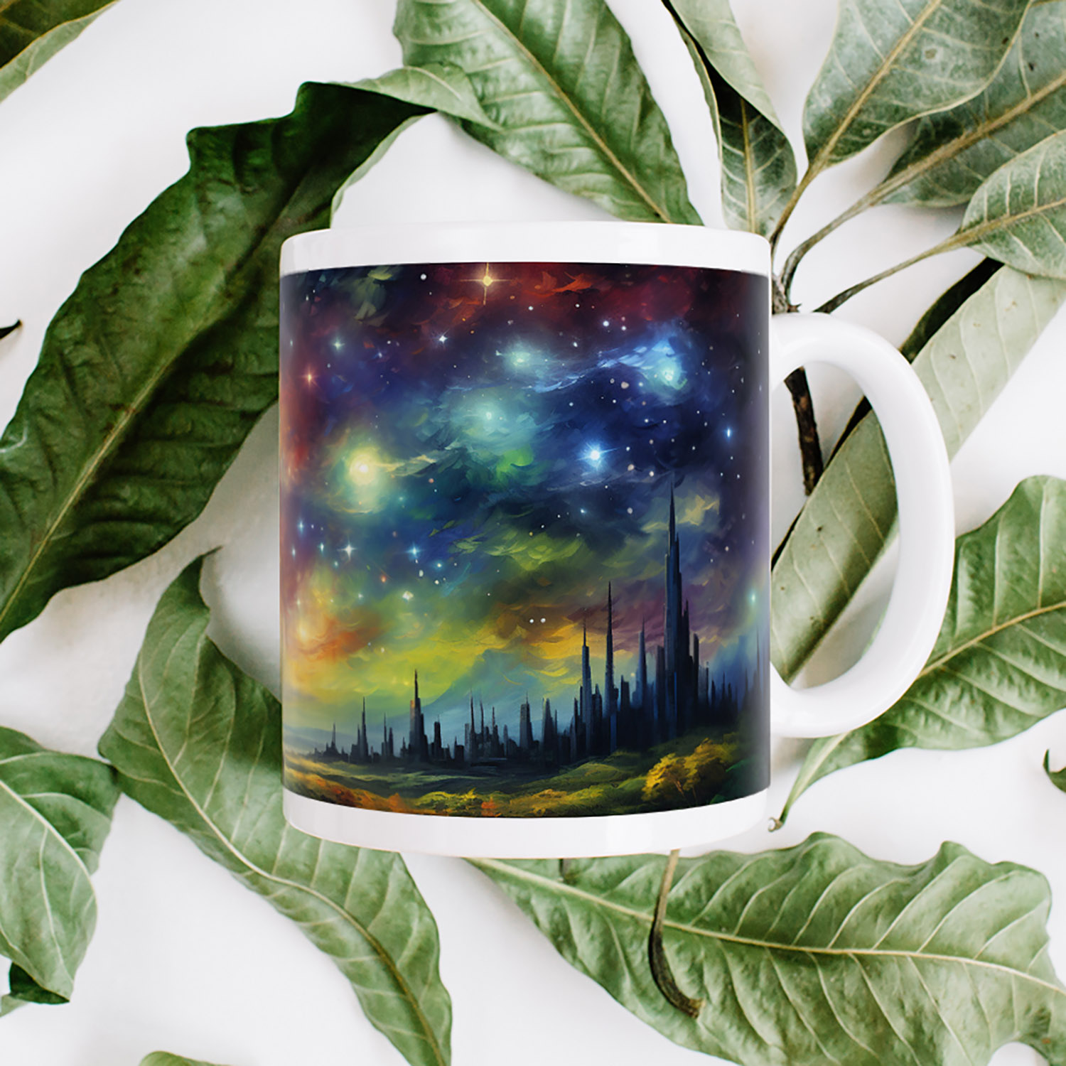 Cosmic Vista Starry Night Ceramic Mug - 11oz Celestial Gift