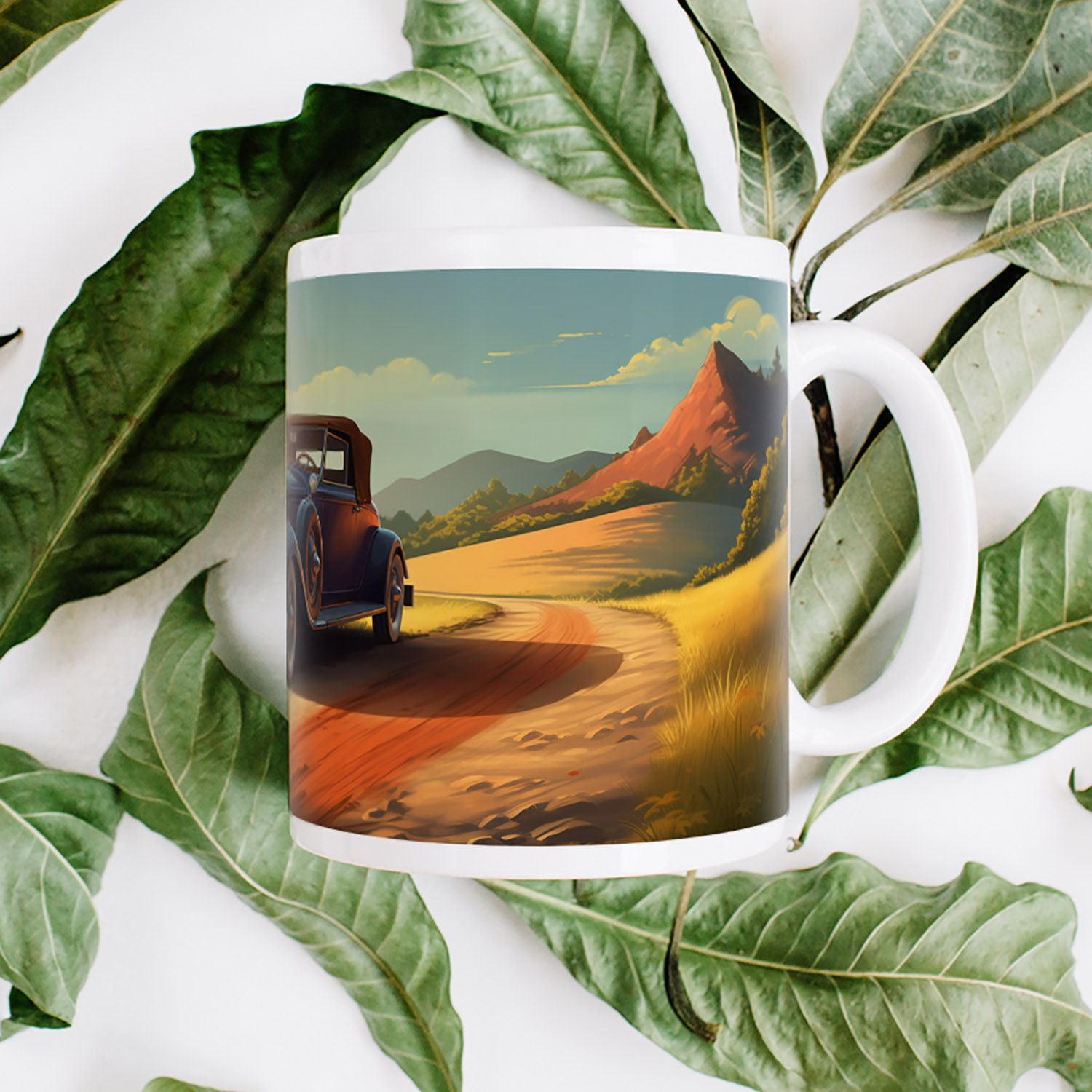 Vintage Car Countryside Drive Mug - Perfect Gift for Car Lovers