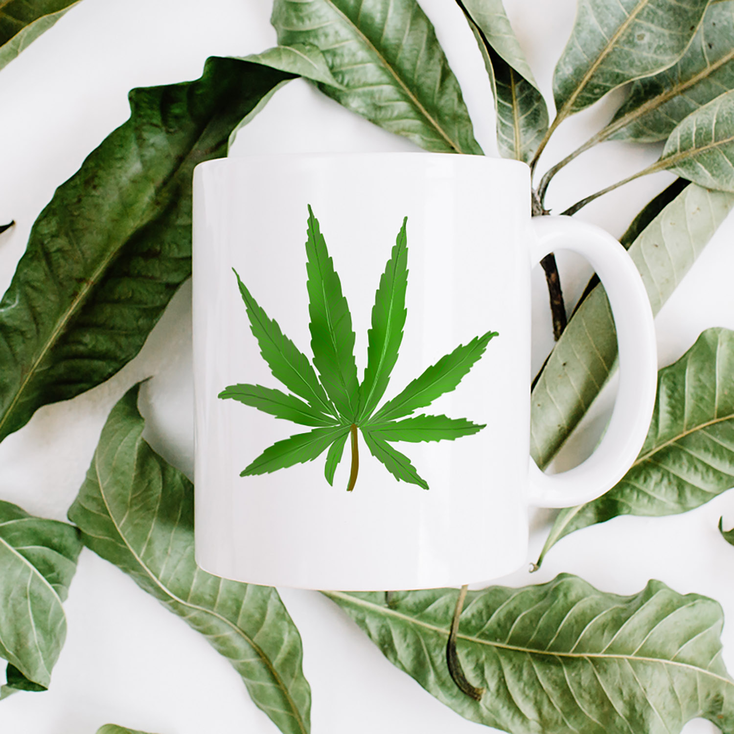 Artistic Cannabis Leaf Mug for Eco-Conscious Coffee Lovers