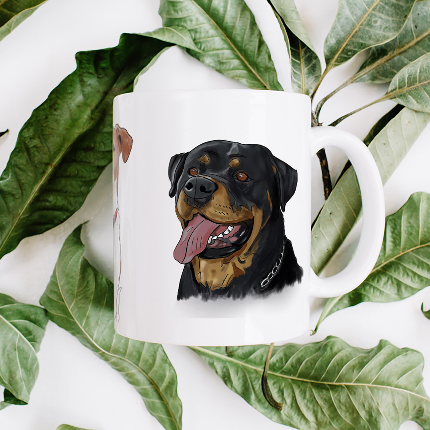 Illustrated Jack Russell & Rottweiler Mug for Dog Lovers