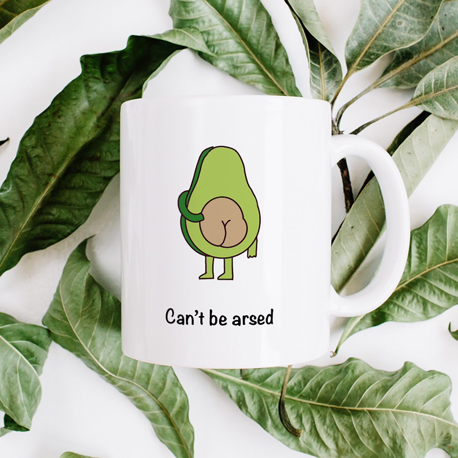 Funny Avocado Mug - 'Sorry, Can't Be Arsed' Coffee Cup