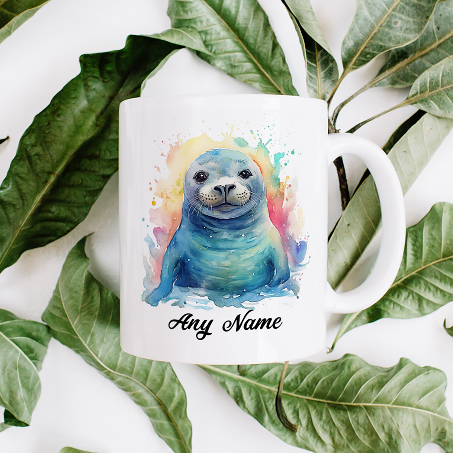 Personalised Watercolour Seal Mug - Unique Gift for Animal Lovers