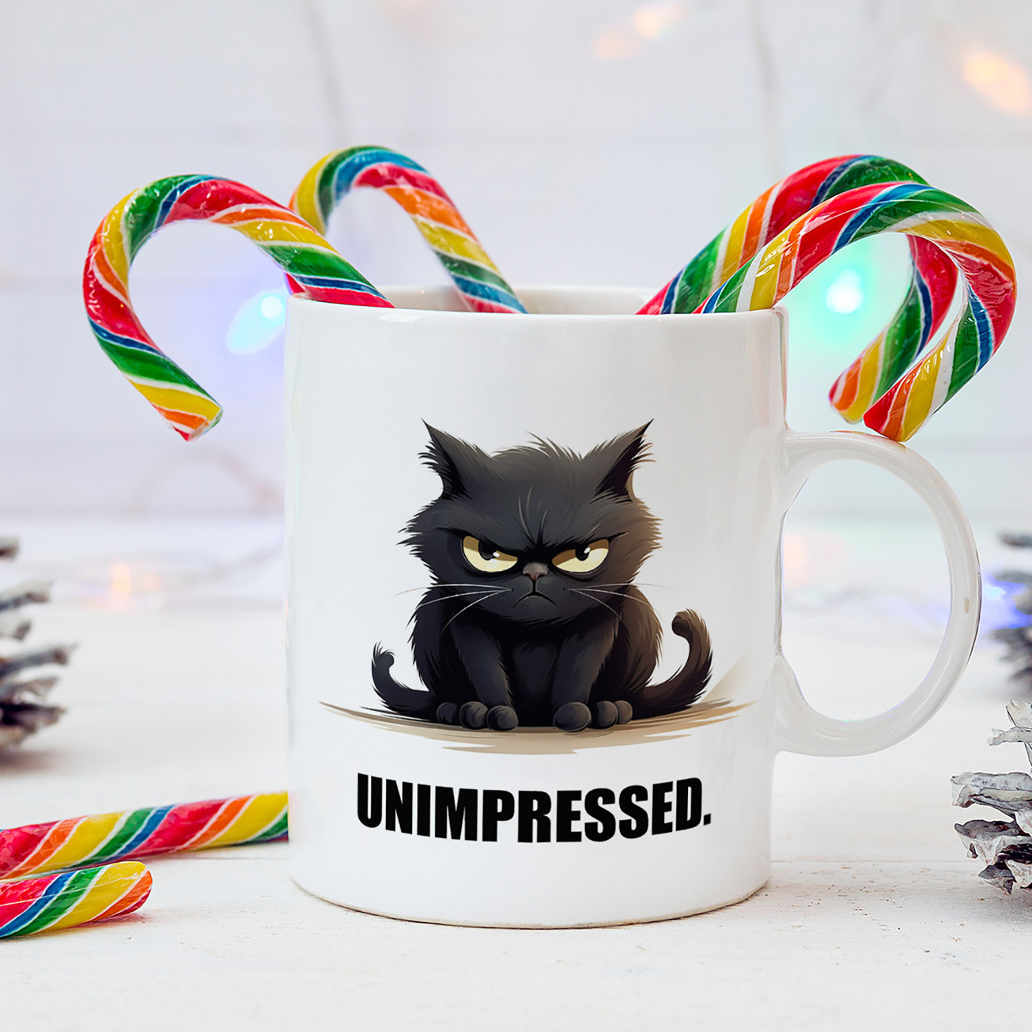 Unimpressed Cat Mug - 11oz Ceramic for Coffee Lovers