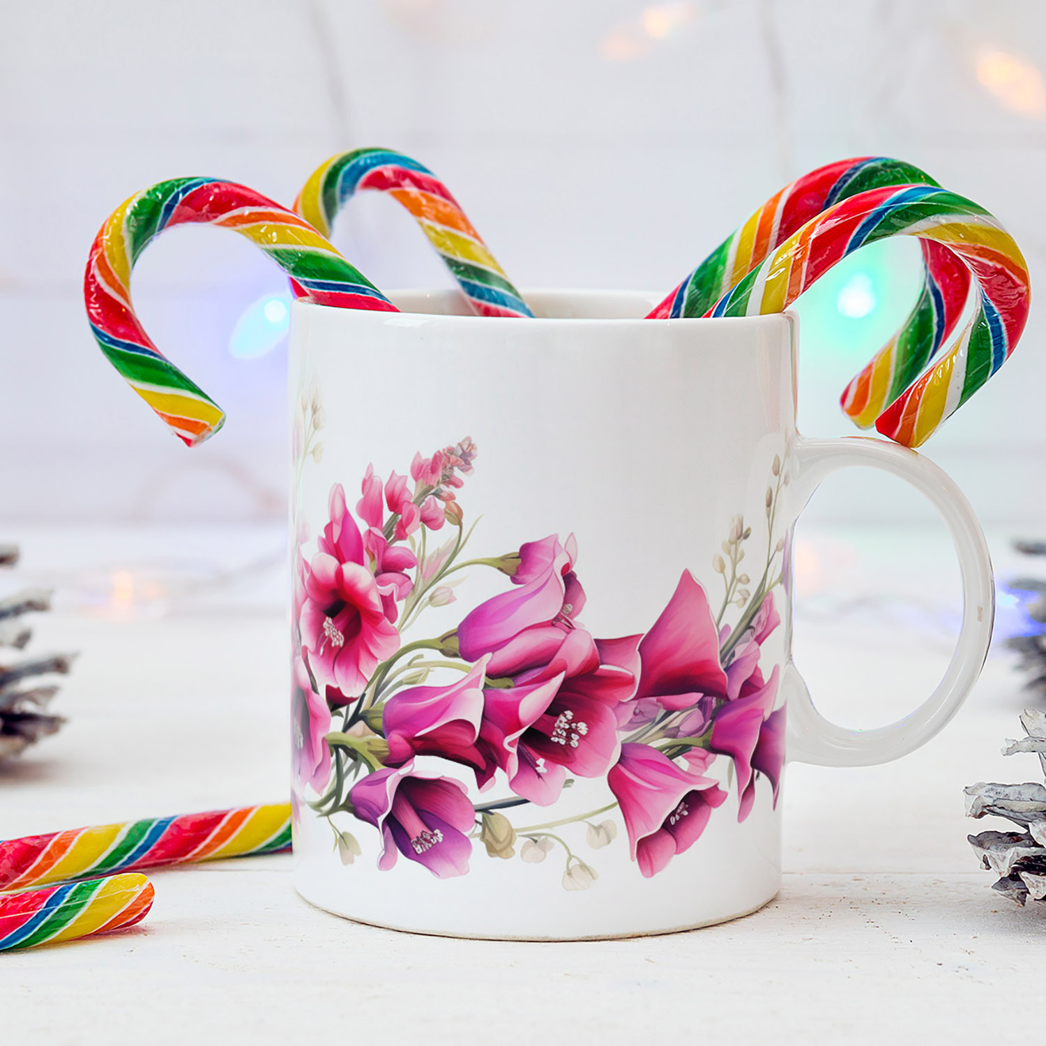 Elegant Foxglove Floral 11oz Ceramic Coffee Mug for Garden Lovers