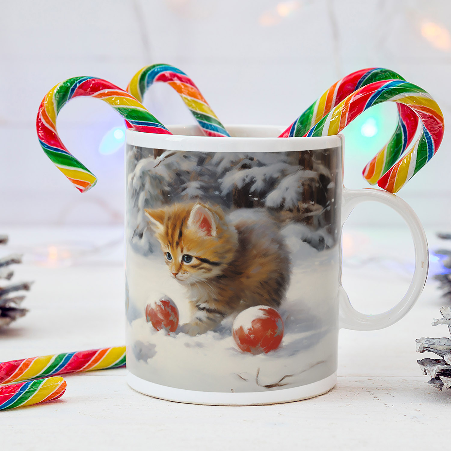 Charming Kittens Snowfall Mug - Perfect Gift for Cat Lovers