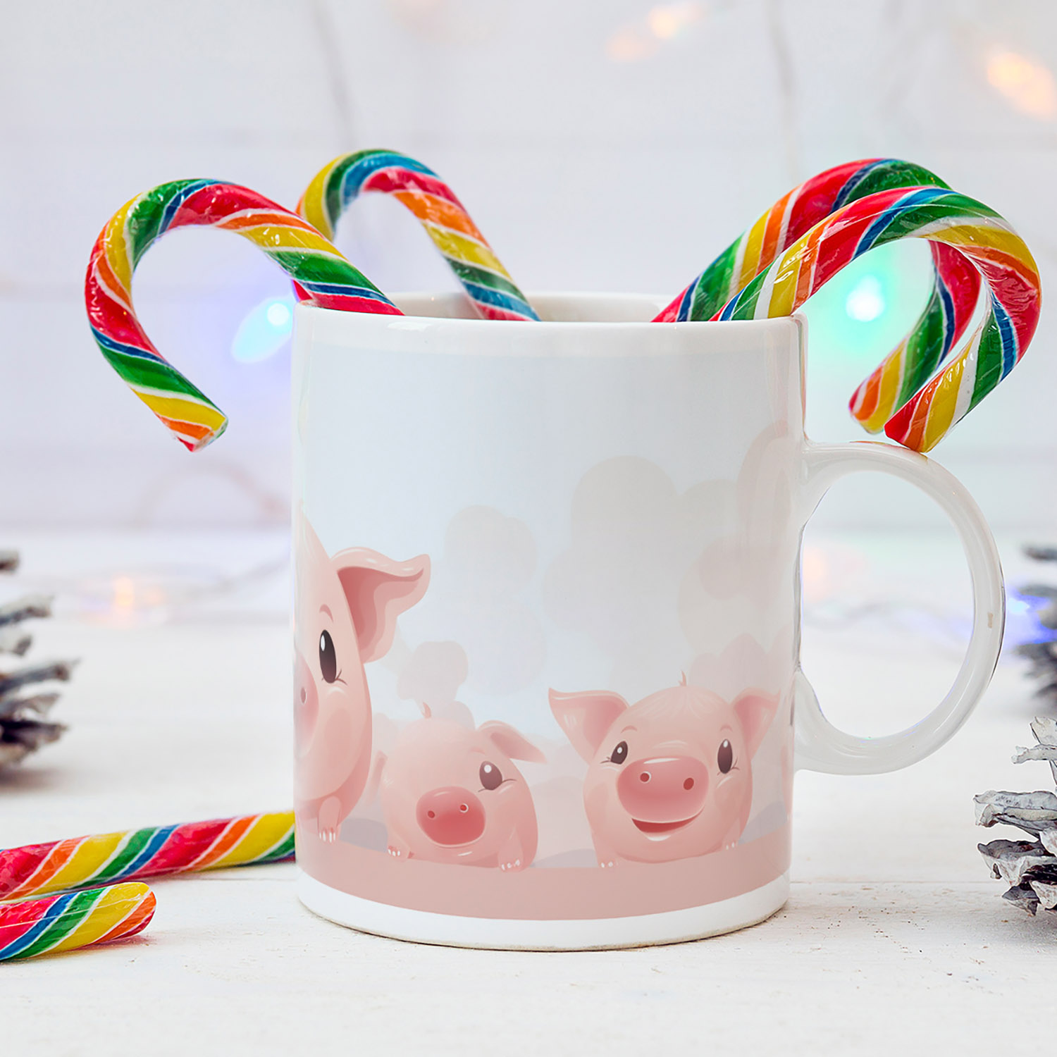 Charming Piglet Duo 11oz Ceramic Coffee Mug for Animal Lovers