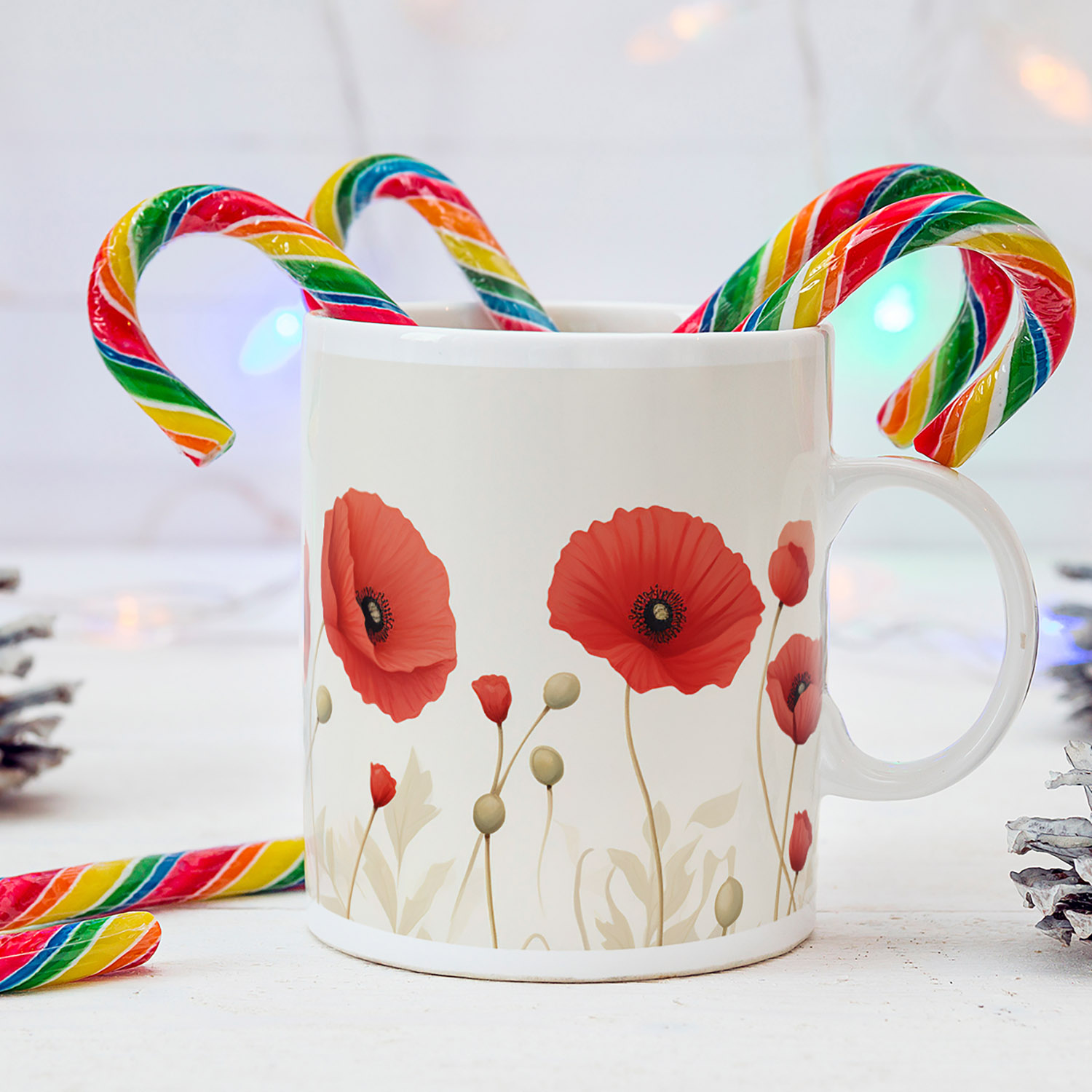 Charming Poppy Field Mug - Floral Elegance for Tea Lovers