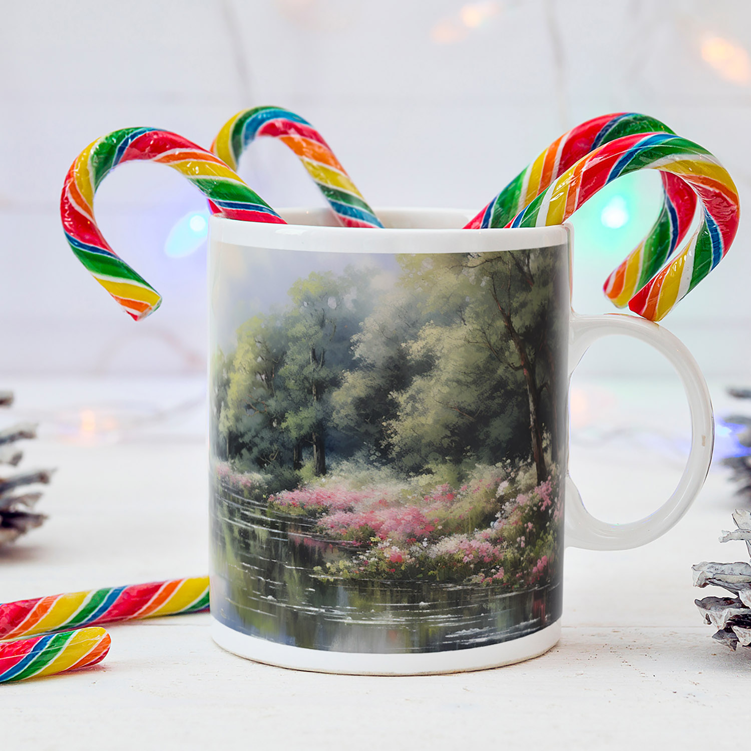 Monet-Inspired Riverside Ceramic Mug - Artful Coffee Delight