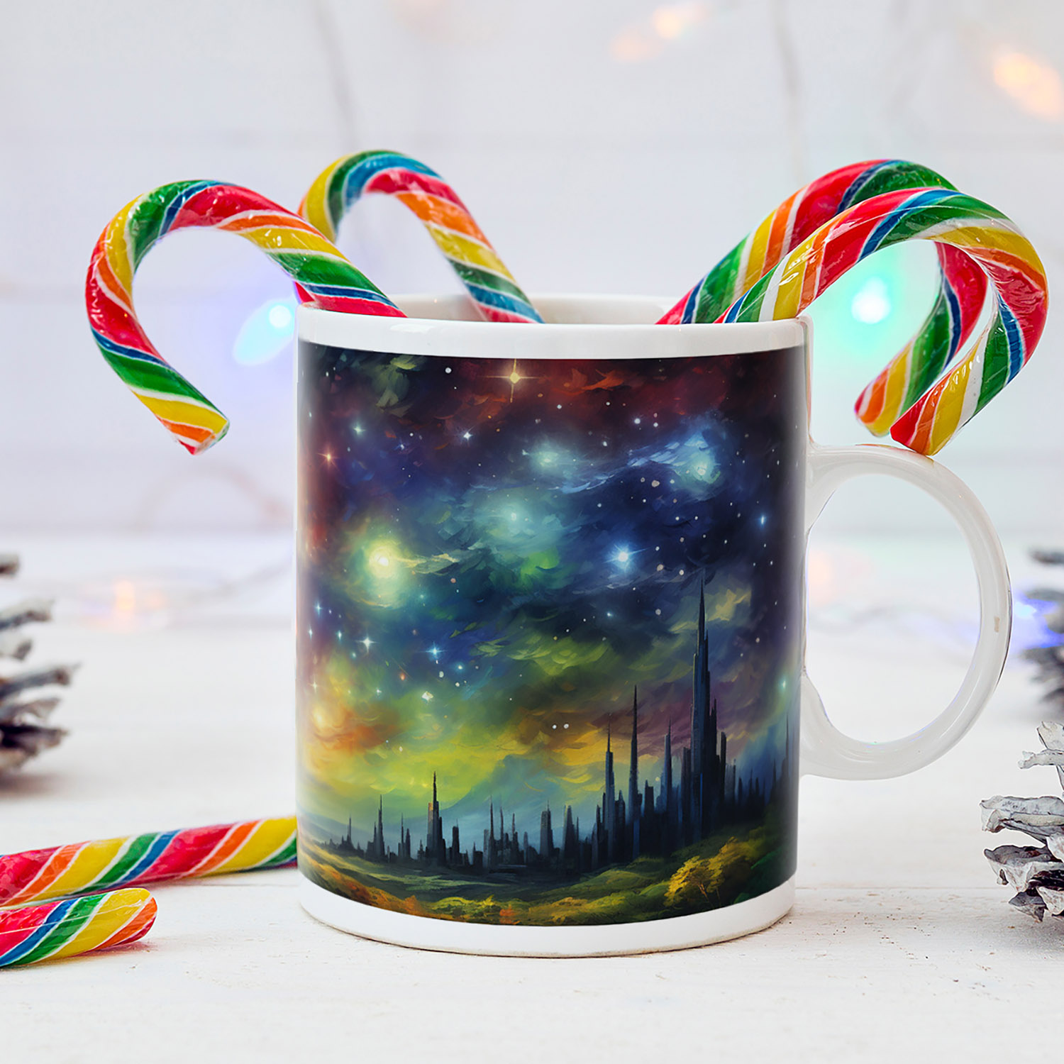 Cosmic Vista Starry Night Ceramic Mug - 11oz Celestial Gift
