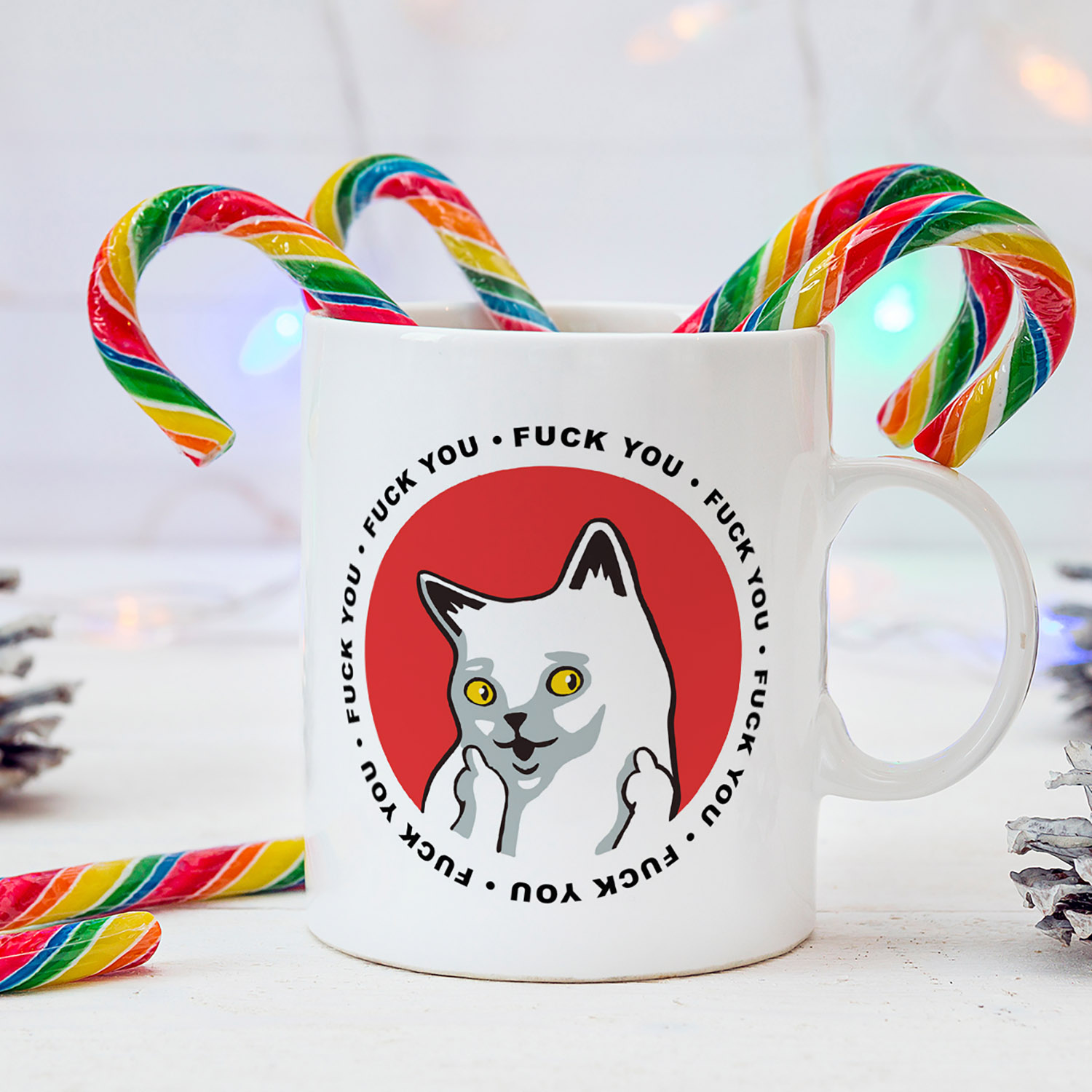 Funny Cat Middle Finger Mug - Perfect Gift for Cat Lovers