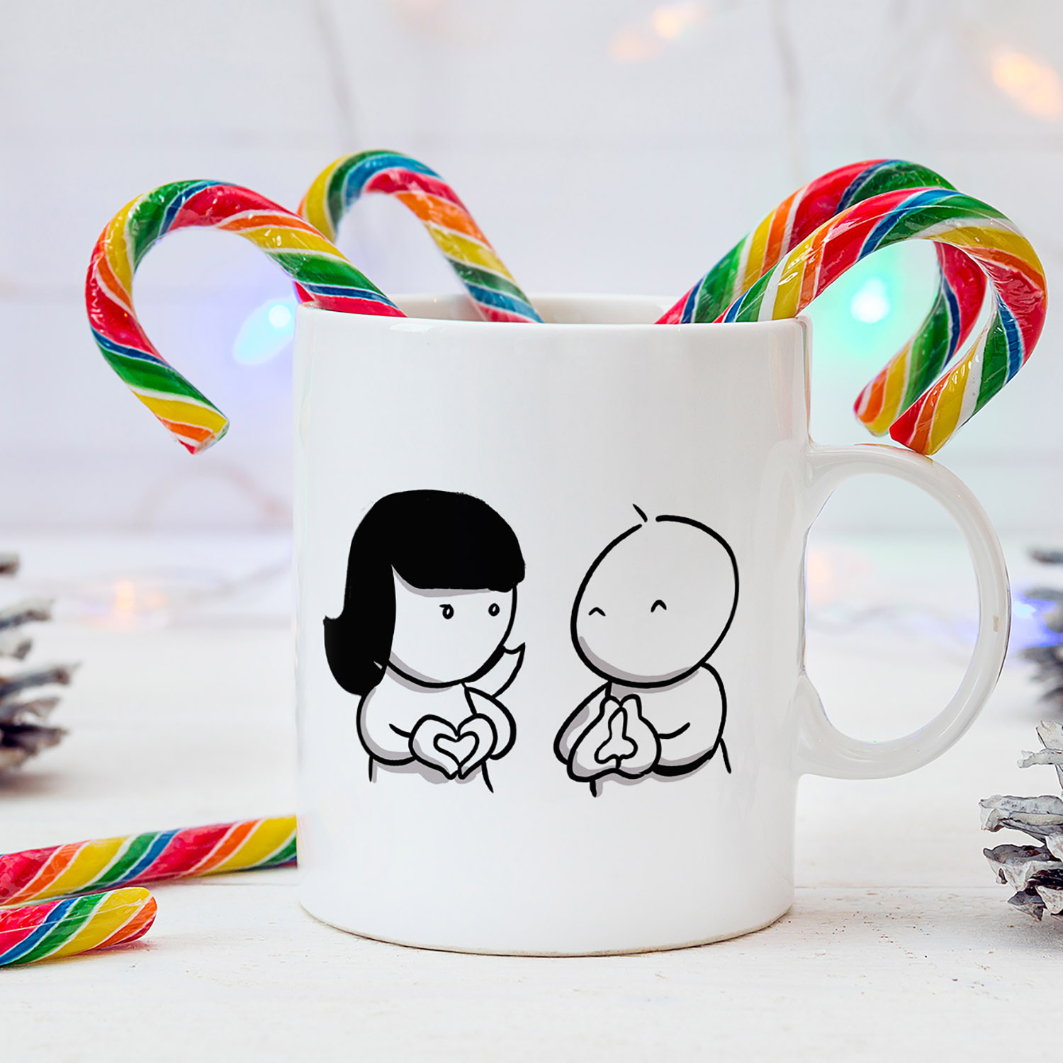 Funny Couple Hand Gestures Mug - Perfect Gift for Partners