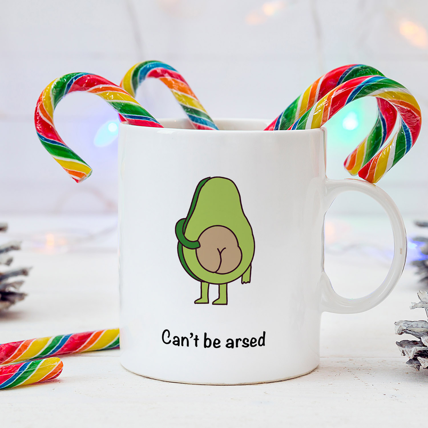 Funny Avocado Mug - 'Sorry, Can't Be Arsed' Coffee Cup