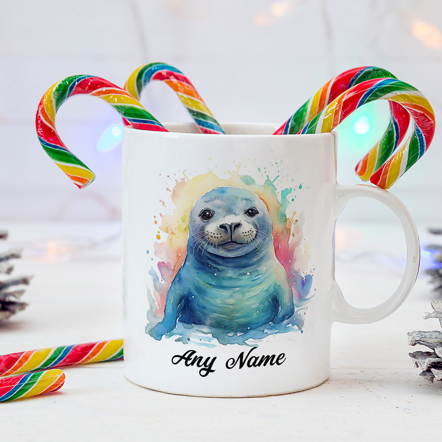 Personalised Watercolour Seal Mug - Unique Gift for Animal Lovers