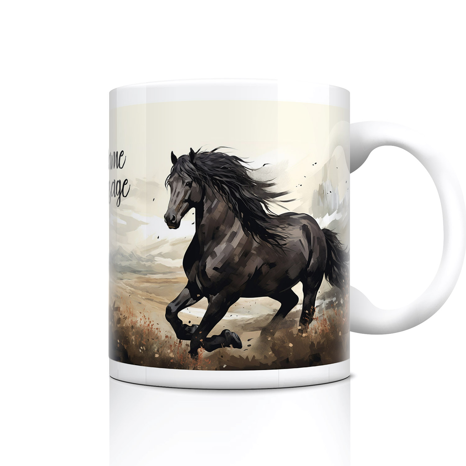 Personalised Majestic Black Horse Mug - Perfect Gift for Horse Lovers