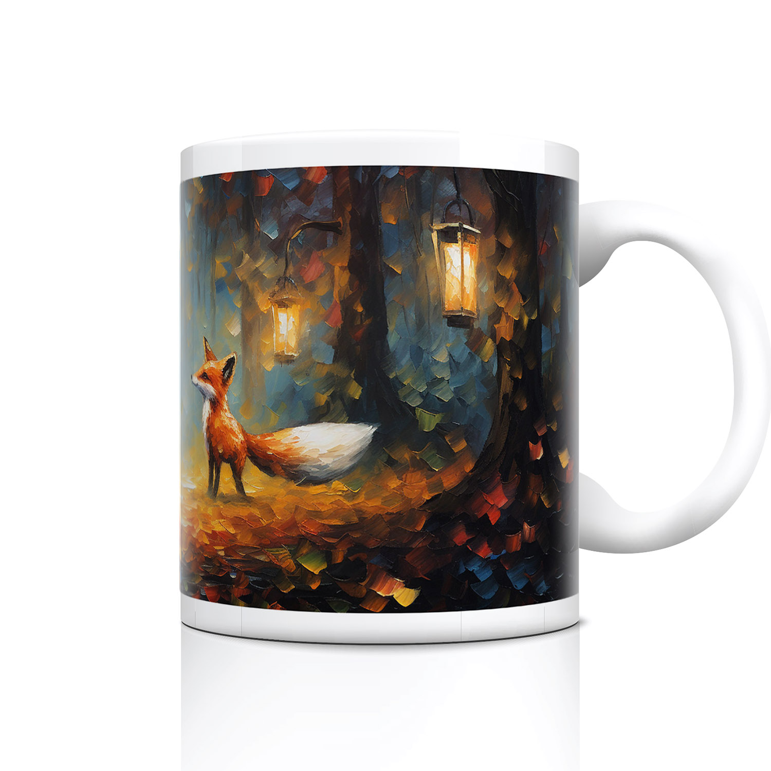 Enchanted Forest Foxes Ceramic Mug - Artistic Gift for Nature Lovers