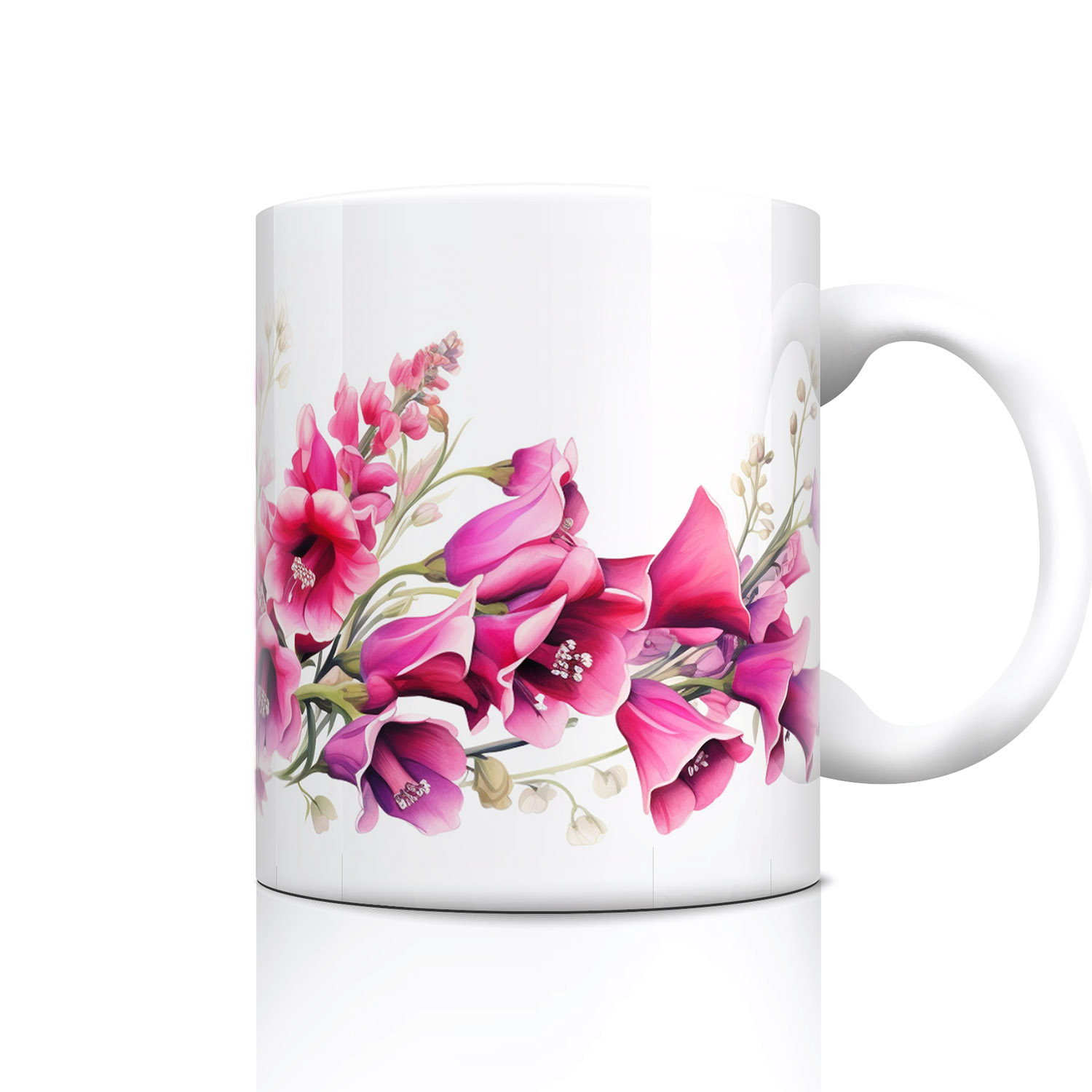 Elegant Foxglove Floral 11oz Ceramic Coffee Mug for Garden Lovers