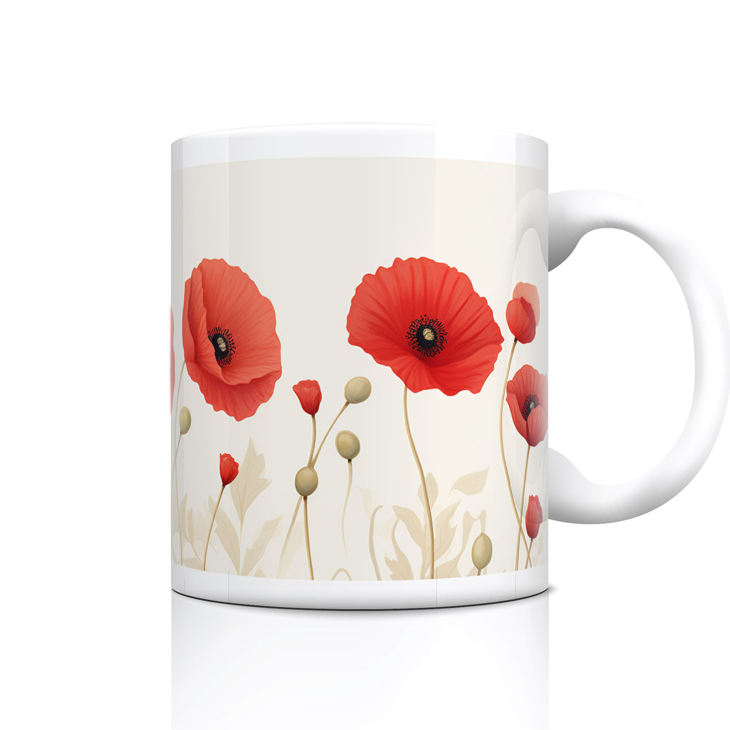 Charming Poppy Field Mug - Floral Elegance for Tea Lovers