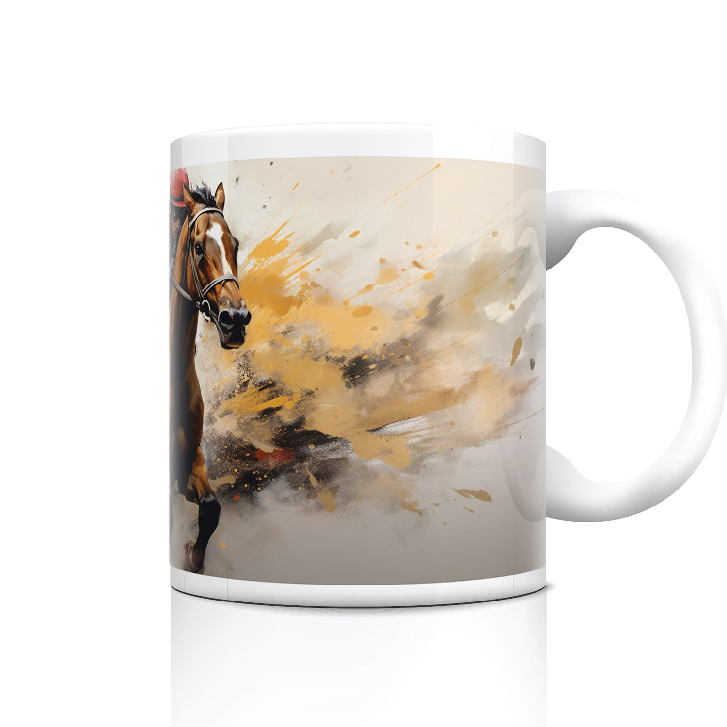 Dynamic Equestrian Art Mug - Perfect for Horse Racing Fans