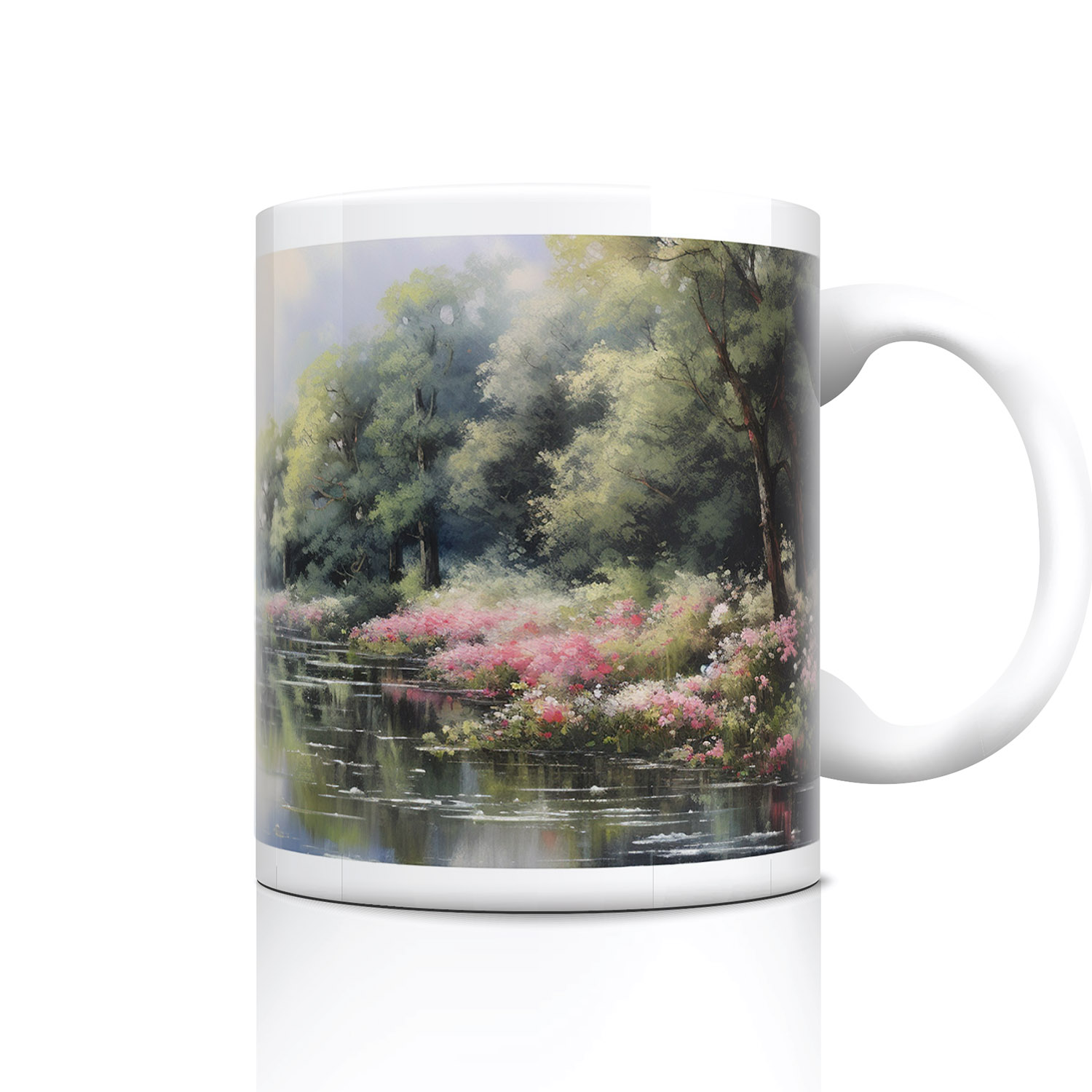 Monet-Inspired Riverside Ceramic Mug - Artful Coffee Delight