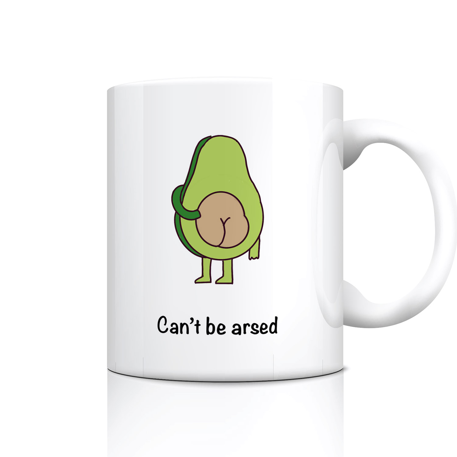 Funny Avocado Mug - 'Sorry, Can't Be Arsed' Coffee Cup